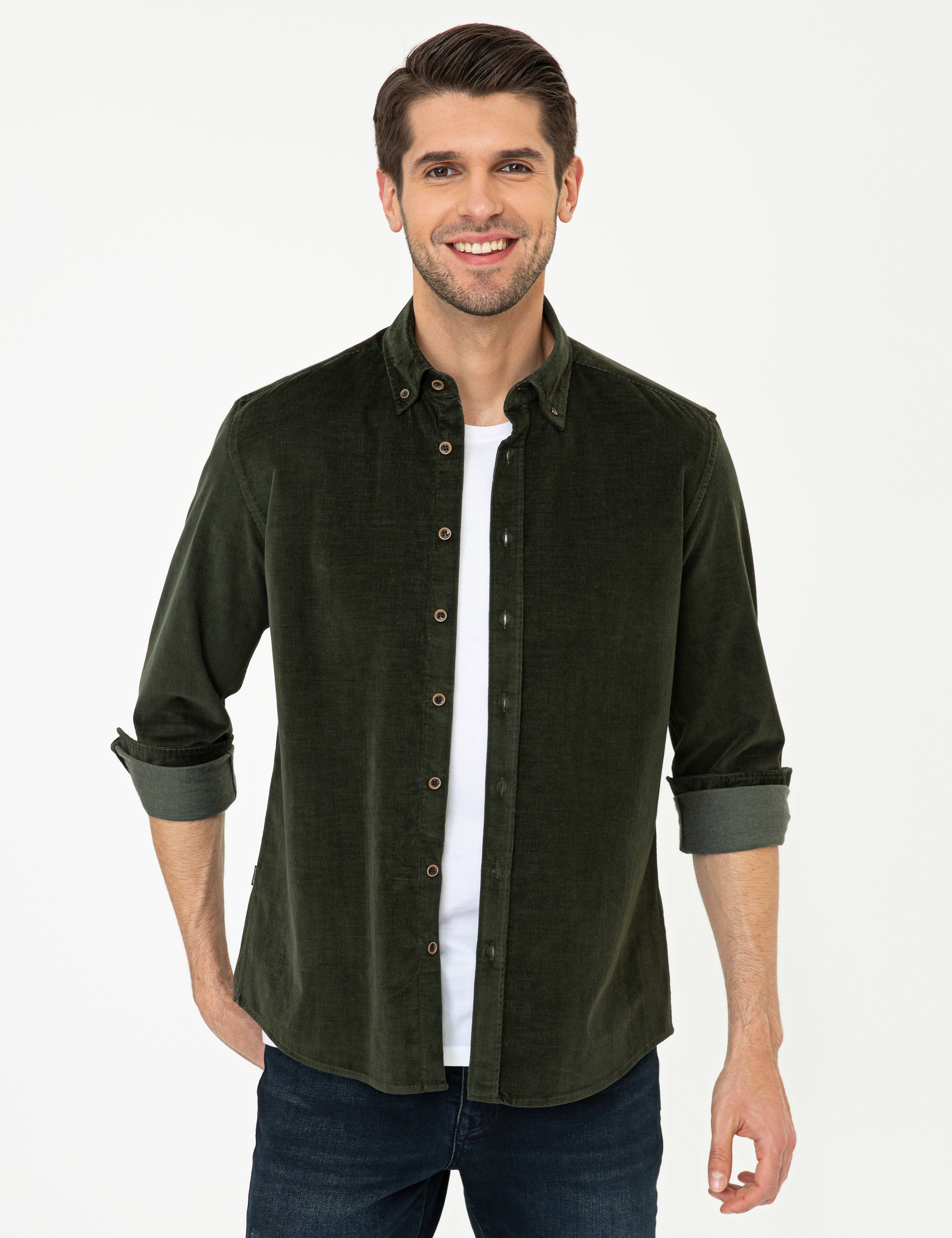 Haki Regular Fit Uzun Kollu Gömlek - Image 1