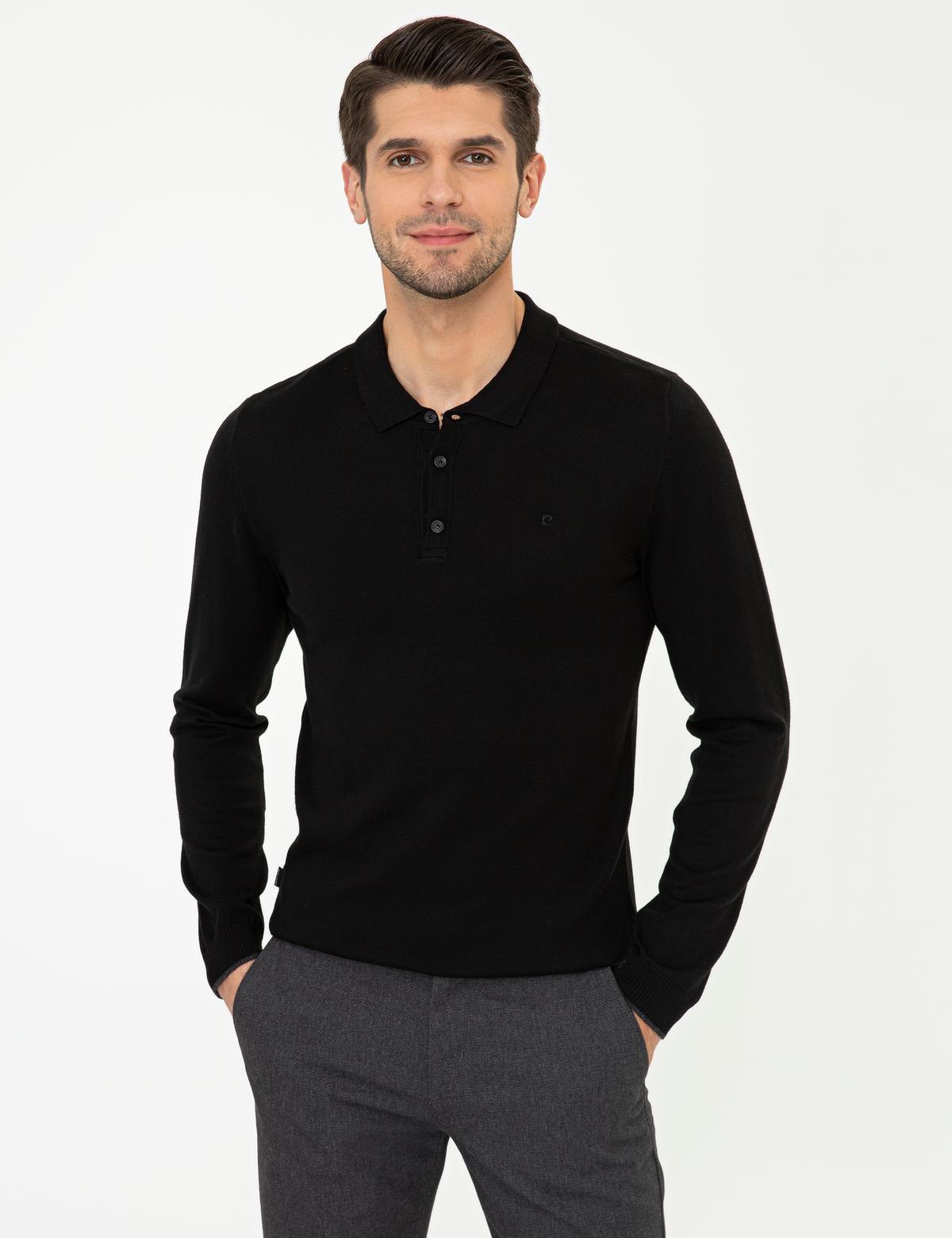 Siyah Slim Fit Basic Triko Kazak - 50248550003