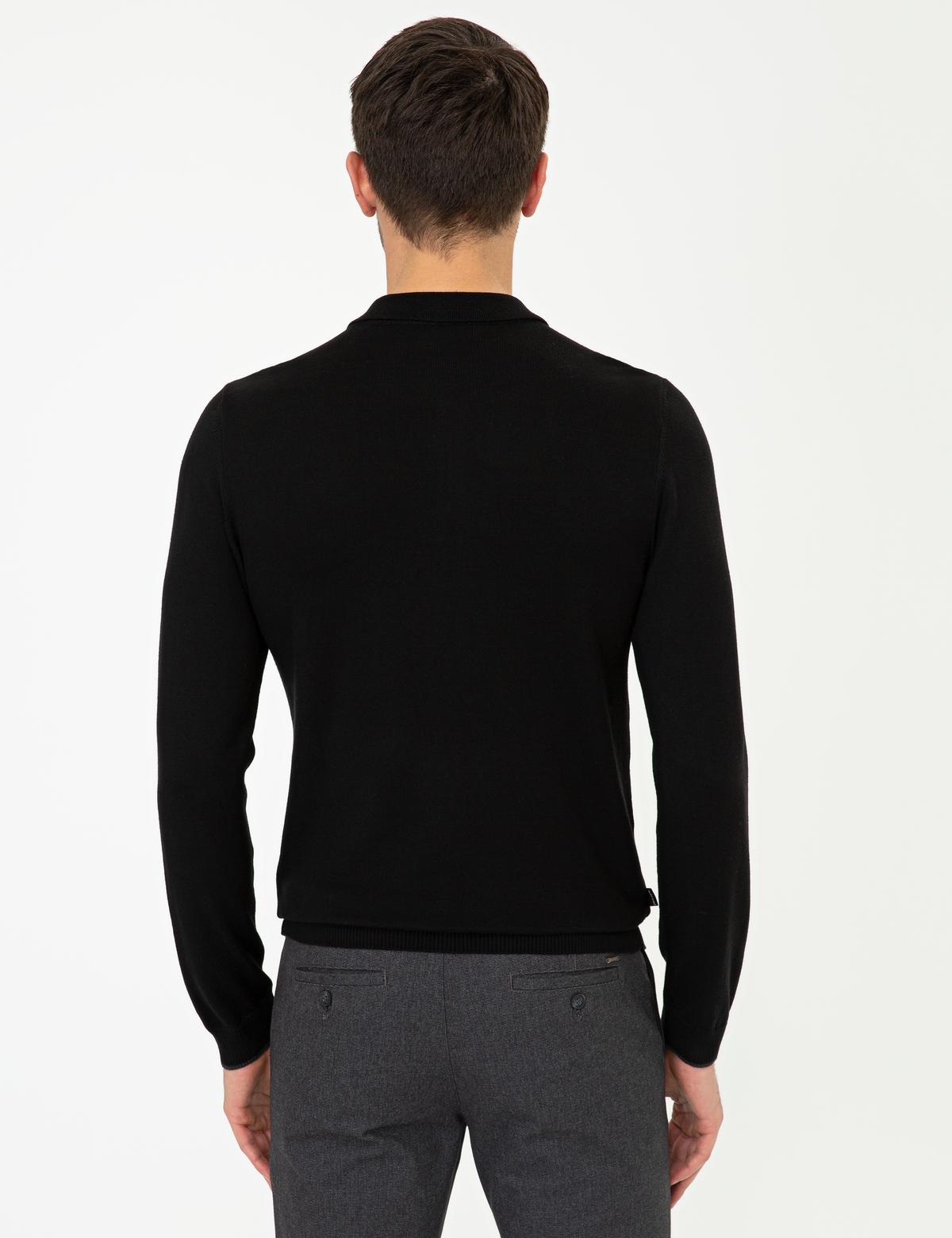 Siyah Slim Fit Basic Triko Kazak - 50248550003