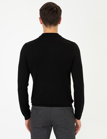 Siyah Slim Fit Basic Triko Kazak - 50248550003