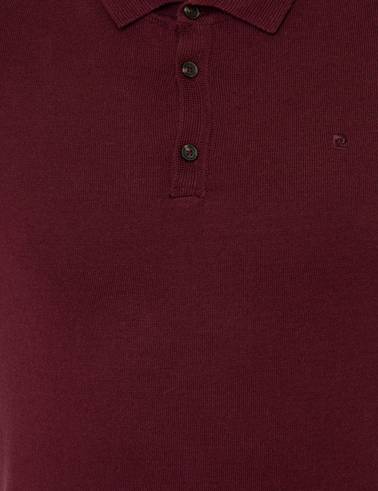 Bordo Slim Fit Polo Yaka Basic Triko Kazak