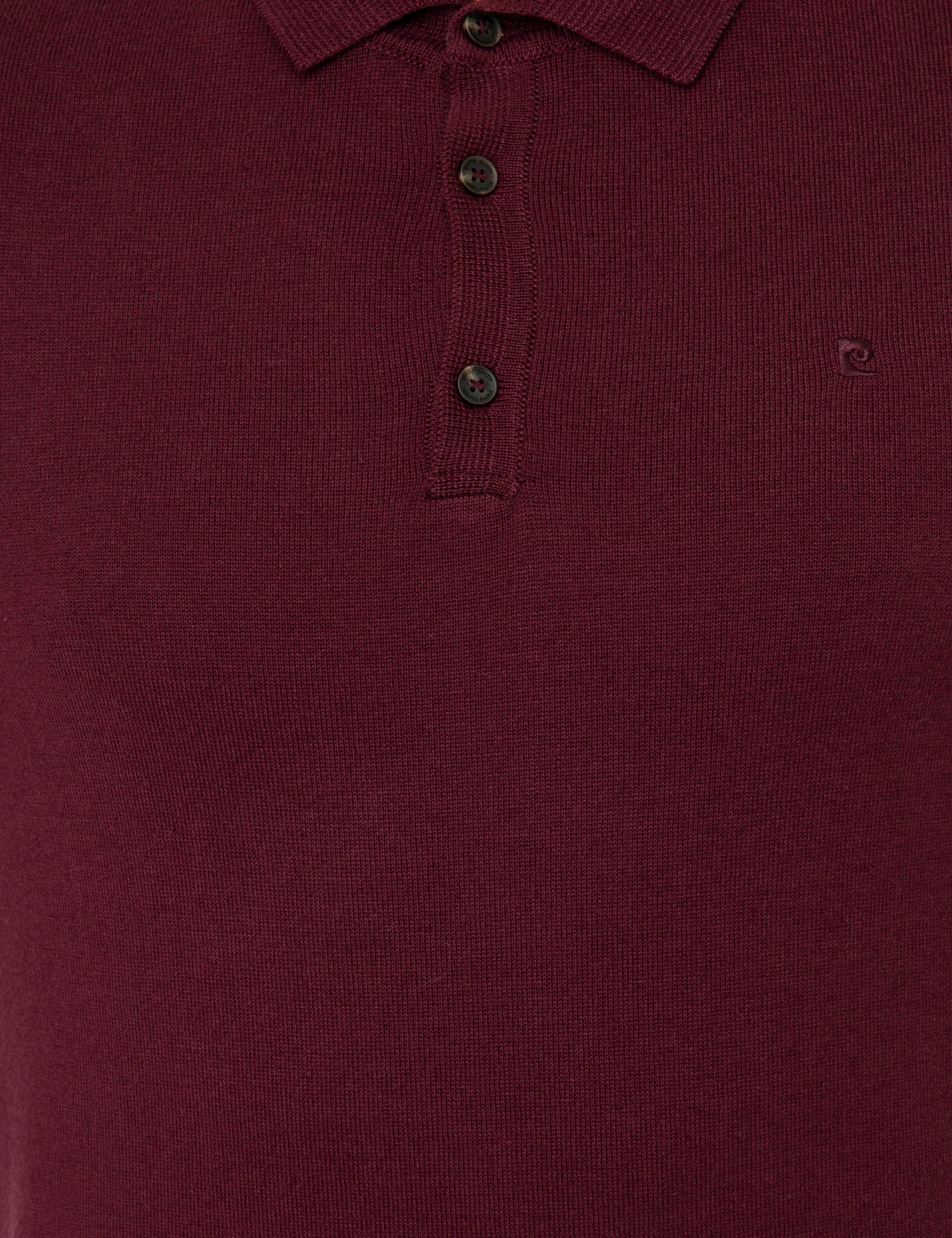 Bordo Slim Fit Polo Yaka Basic Triko Kazak - Image 6
