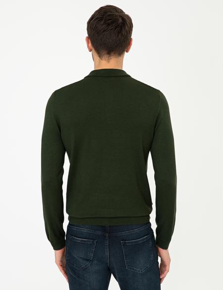 Yeşil Slim Fit Basic Triko Kazak - 50248550031