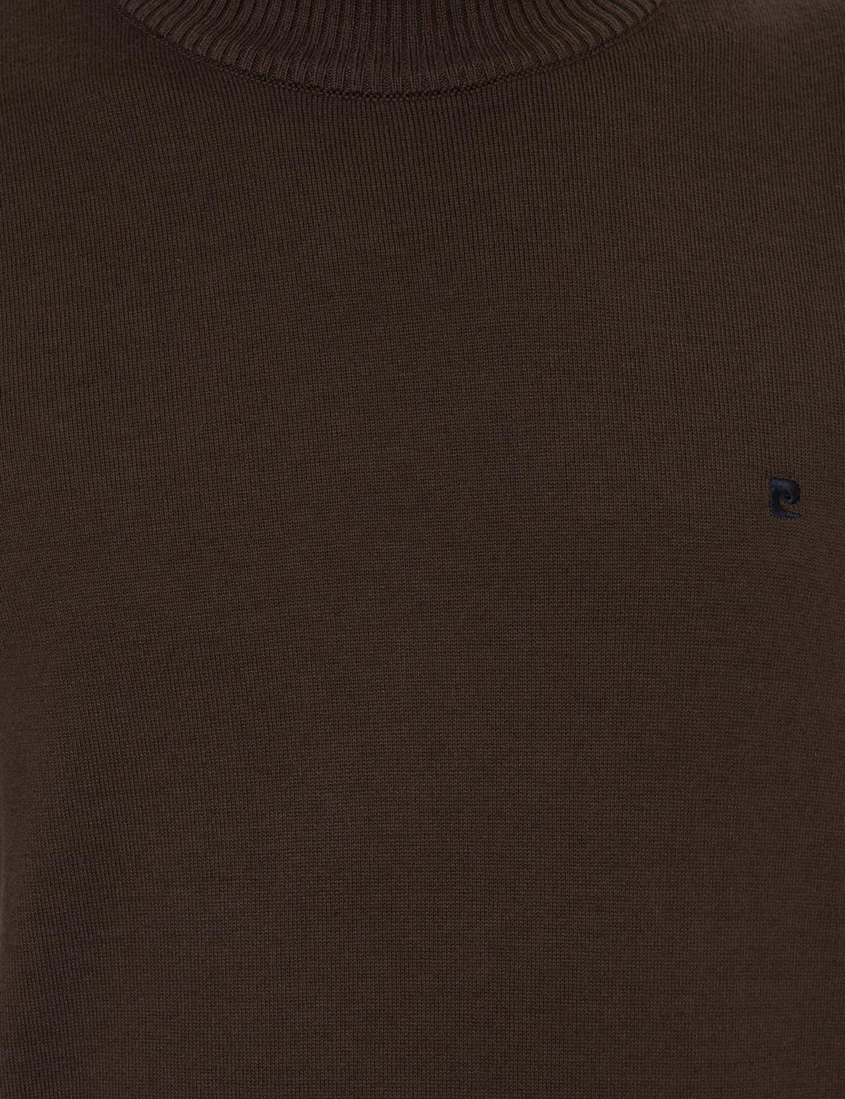 Kahverengi Slim Fit Yarım Balıkçı Yaka Basic Triko Kazak - 50248552088