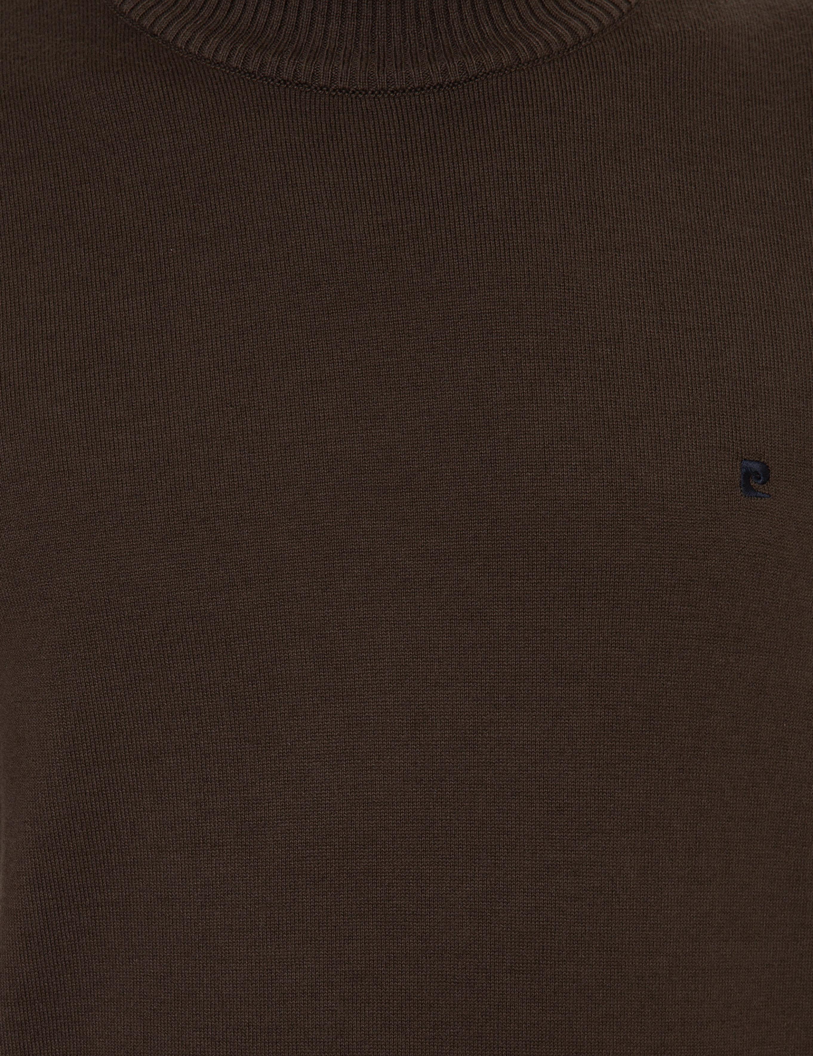 Kahverengi Slim Fit Yarım Balıkçı Yaka Basic Triko Kazak