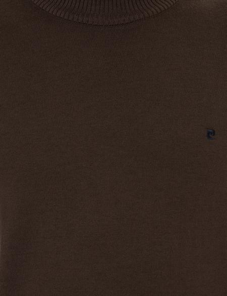 Kahverengi Slim Fit Yarım Balıkçı Yaka Basic Triko Kazak - 50248552088