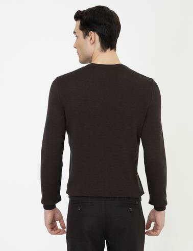 Açık Kahverengi Slim Fit Bisiklet Yaka Triko Kazak