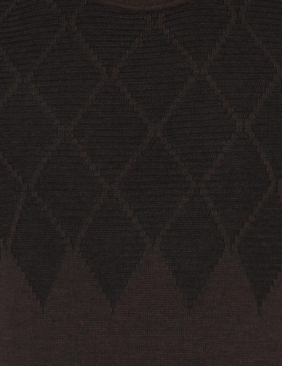 Açık Kahverengi Slim Fit Bisiklet Yaka Triko Kazak