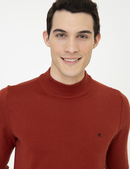 Kiremit Slim Fit Yarım Balıkçı Yaka Basic Triko Kazak - 50248552038