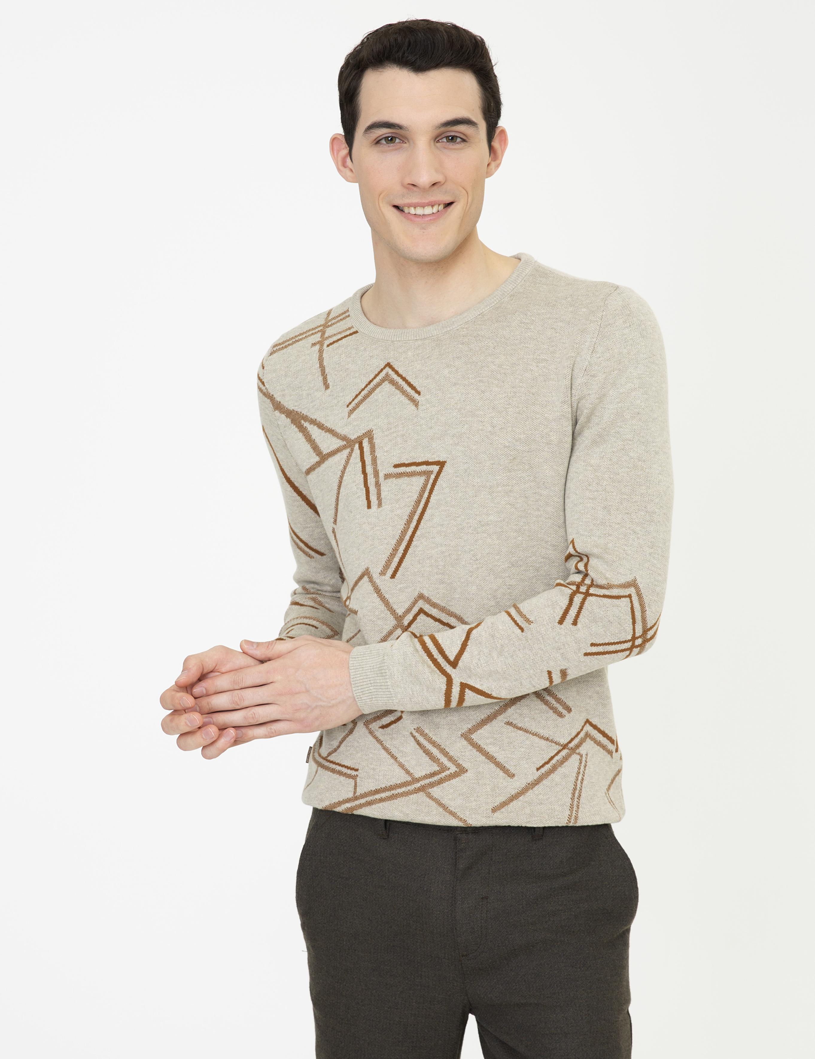 Kum Melanj Slim Fit Bisiklet Yaka Triko Kazak