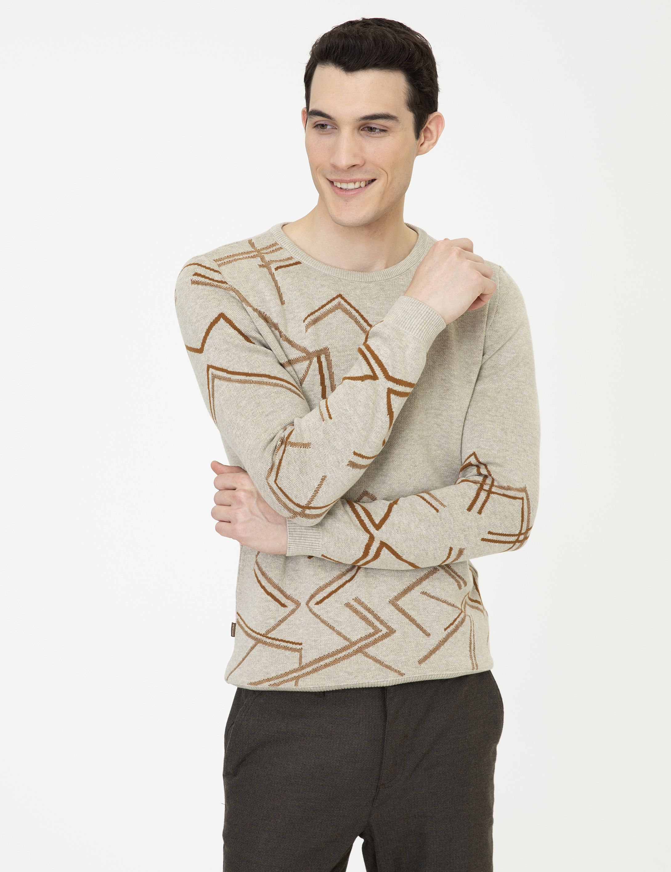 Kum Melanj Slim Fit Bisiklet Yaka Triko Kazak - Image 3