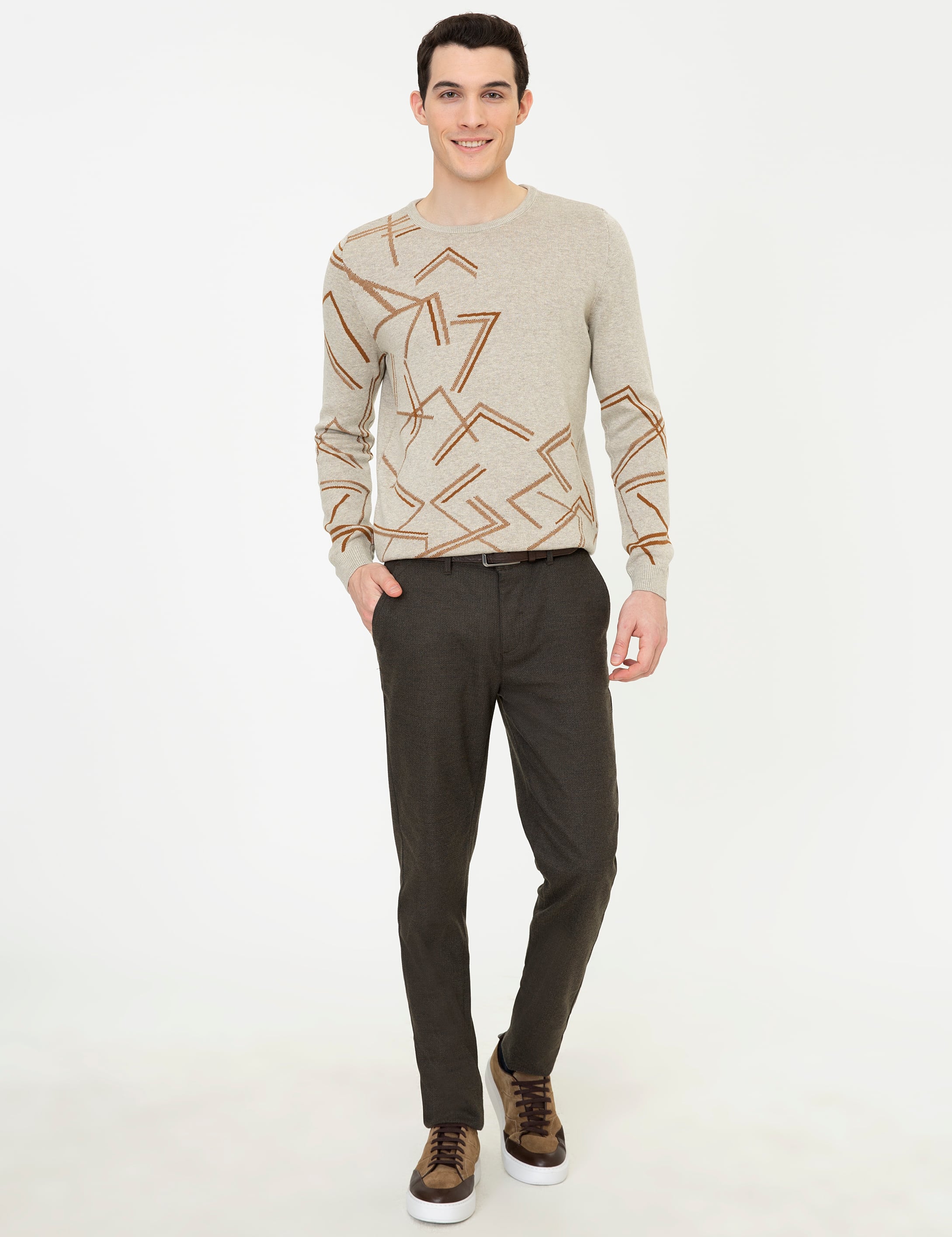 Kum Melanj Slim Fit Bisiklet Yaka Triko Kazak - Image 5