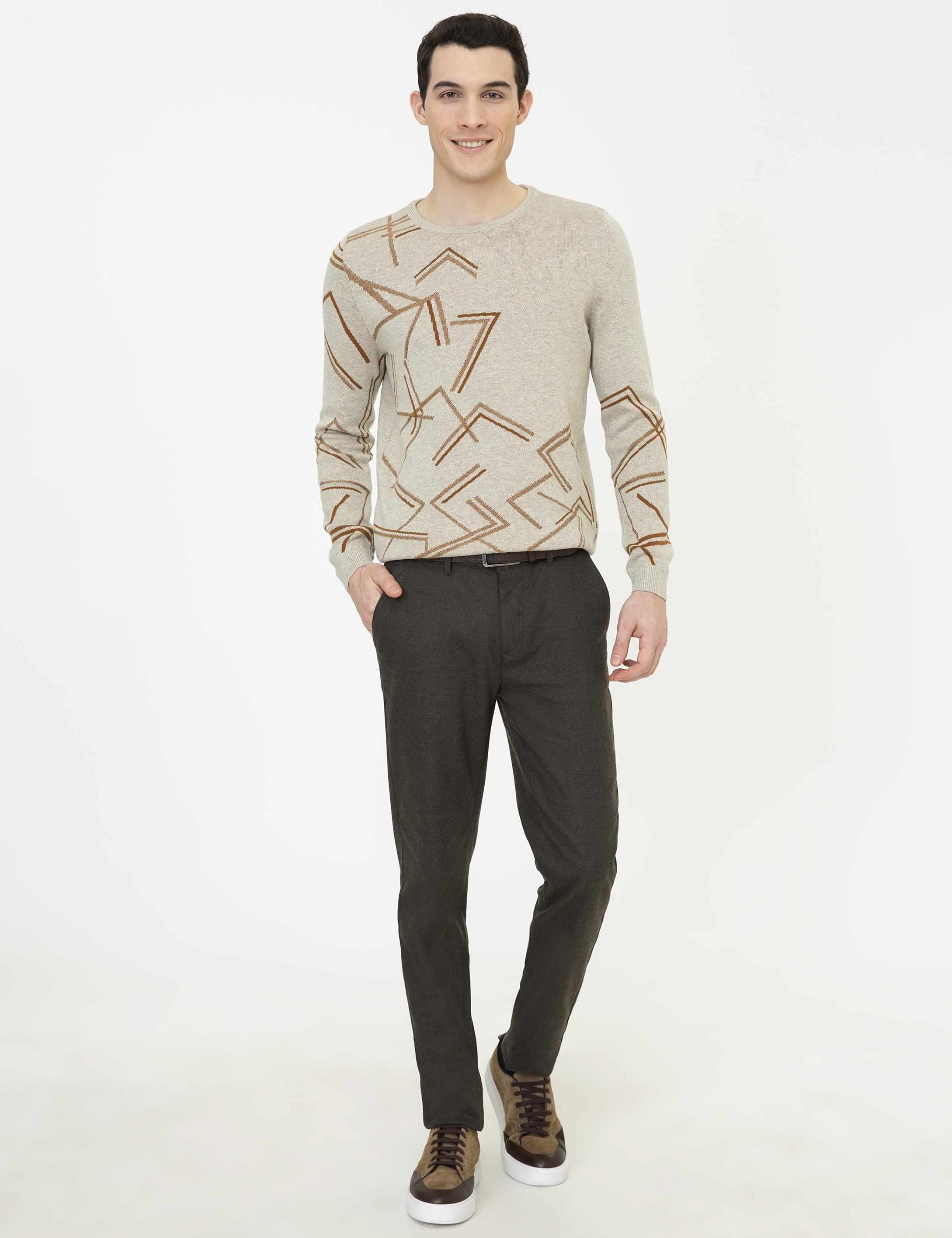 Kum Melanj Slim Fit Bisiklet Yaka Triko Kazak