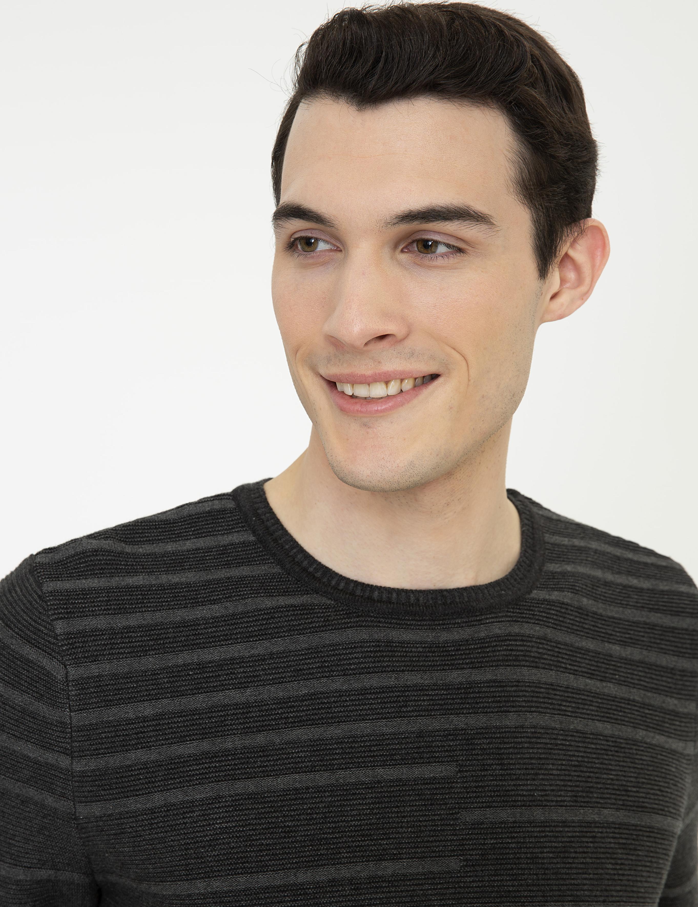 Antrasit Slim Fit Triko Kazak