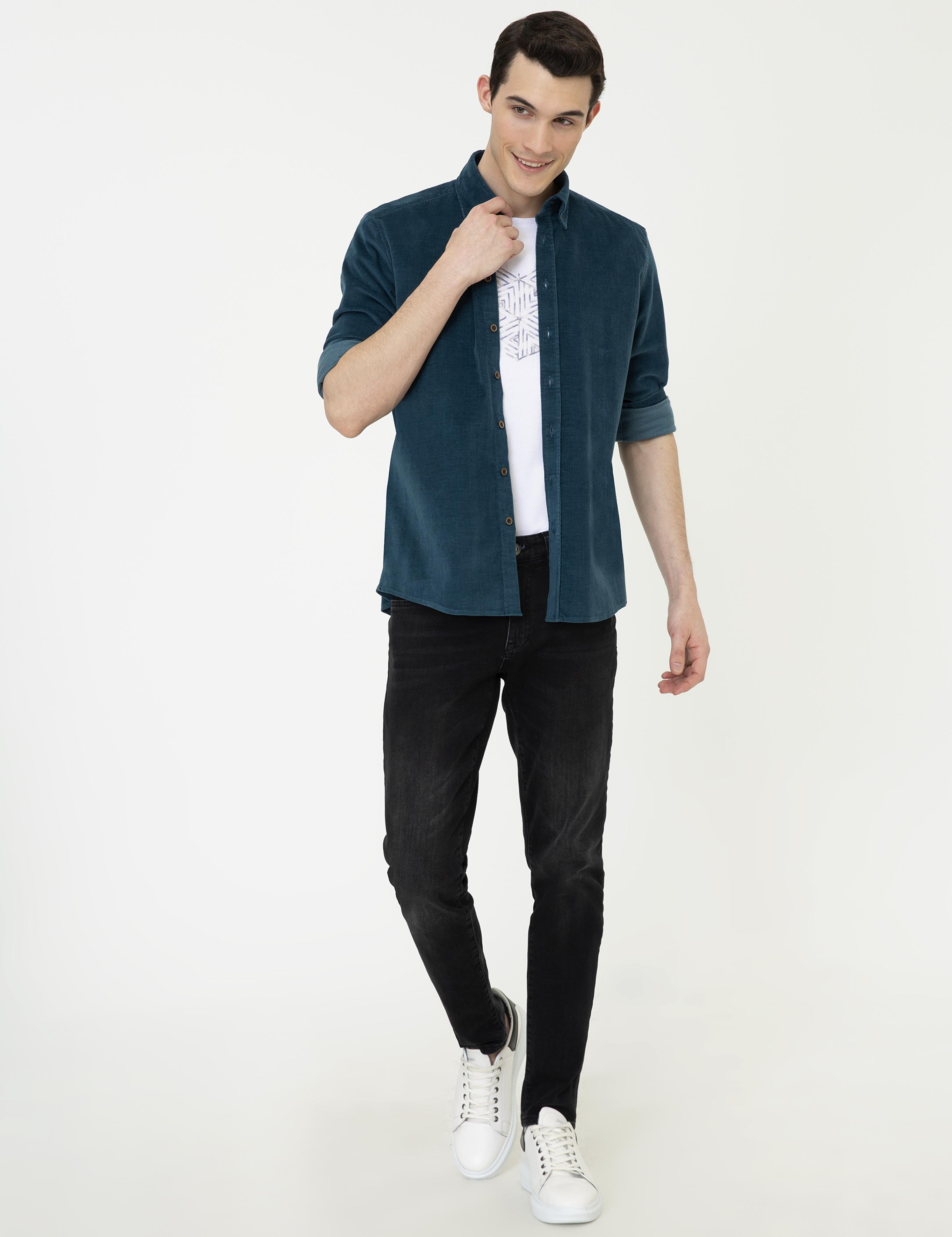 Petrol Regular Fit Uzun Kollu Gömlek