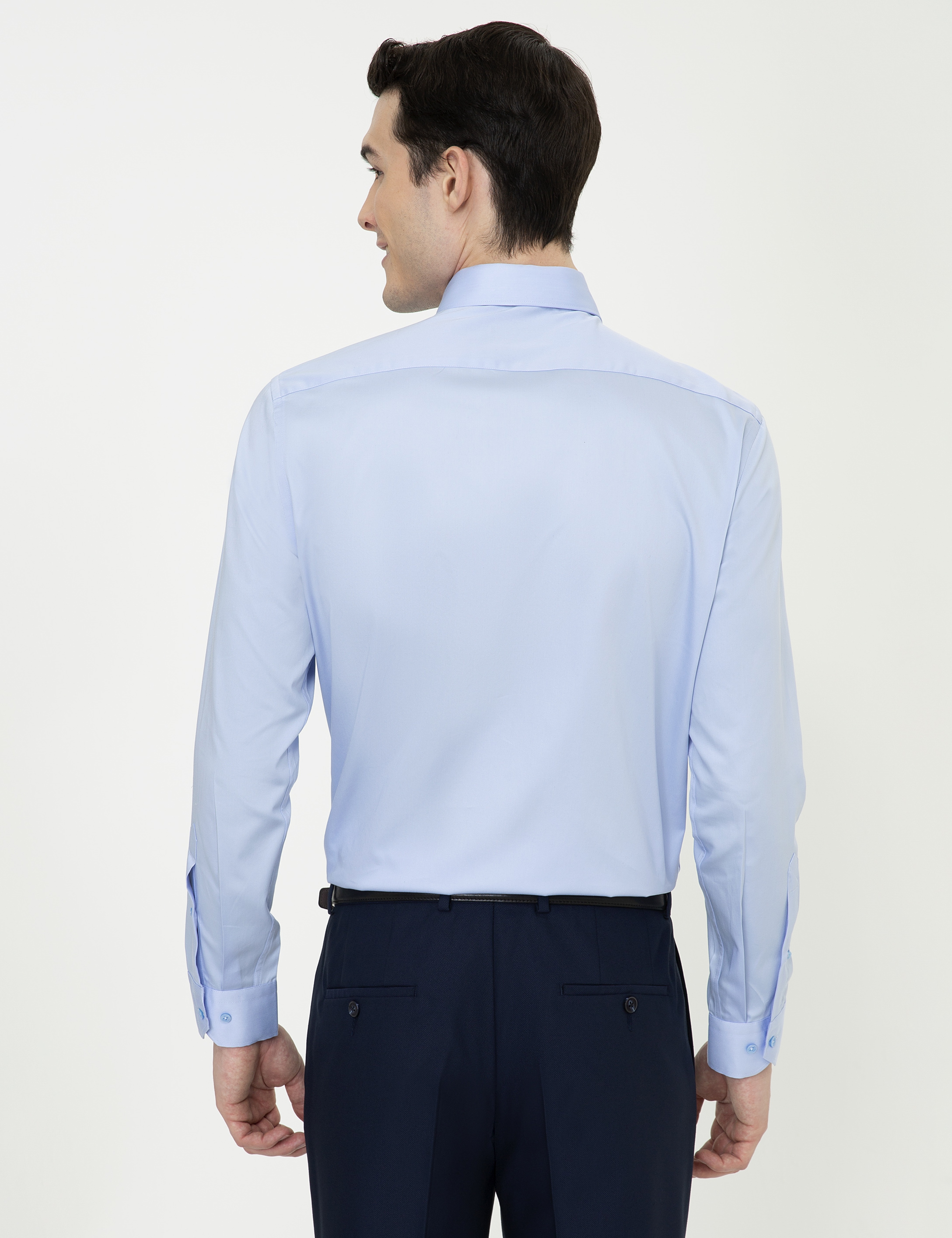 Koyu Mavi Slim Fit Uzun Kollu Basic Gömlek
