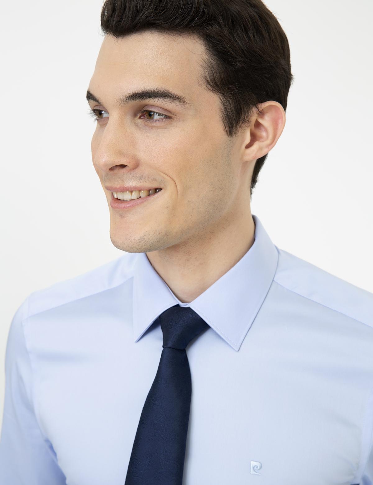 Koyu Mavi Slim Fit Uzun Kollu Basic Gömlek - 50243307035