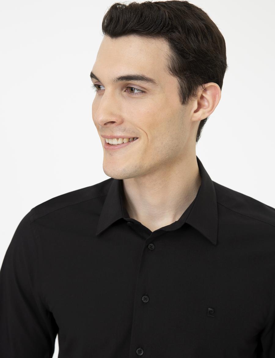 Siyah Slim Fit Uzun Kollu Klasik Gömlek