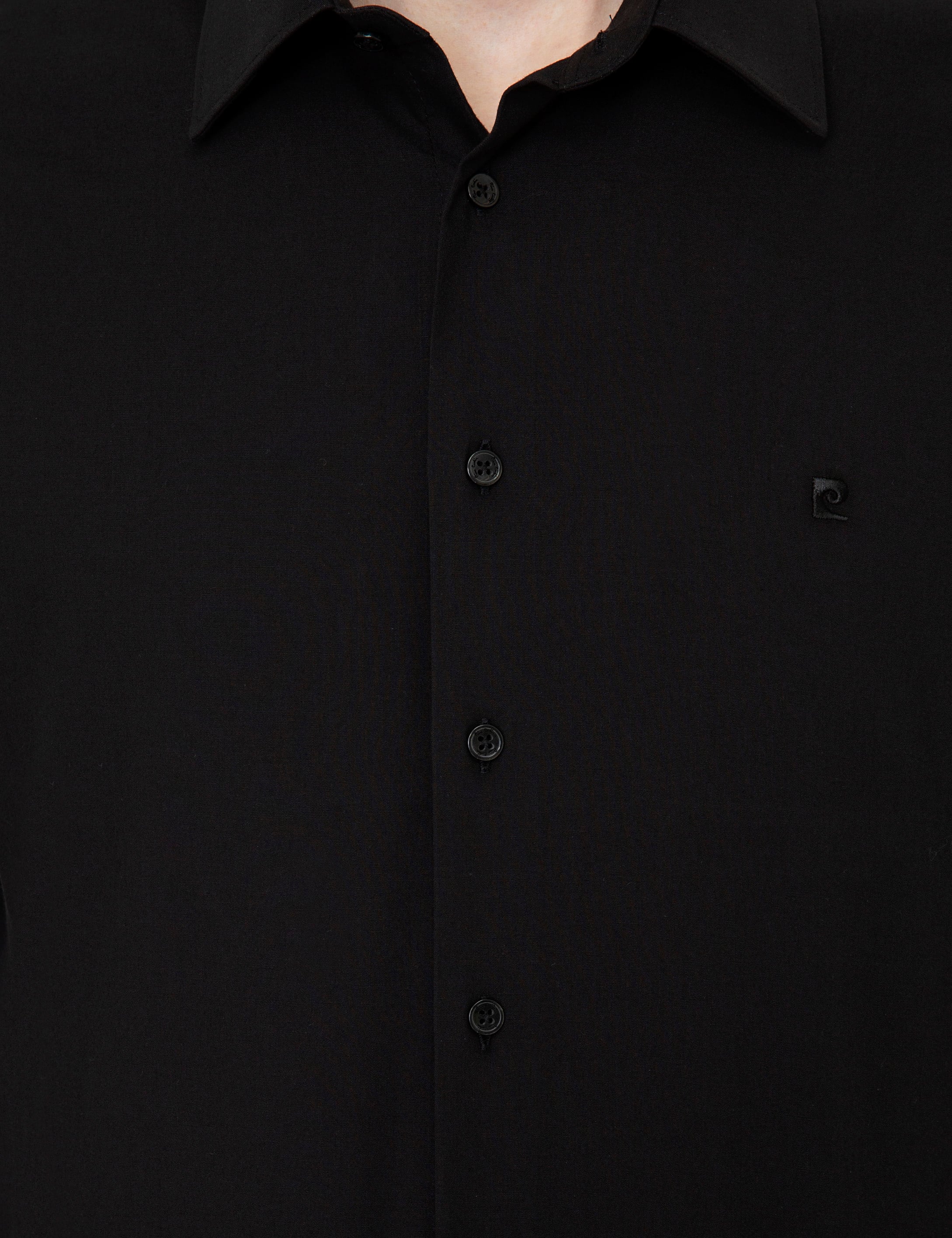 Siyah Slim Fit Uzun Kollu Klasik Gömlek - Image 5
