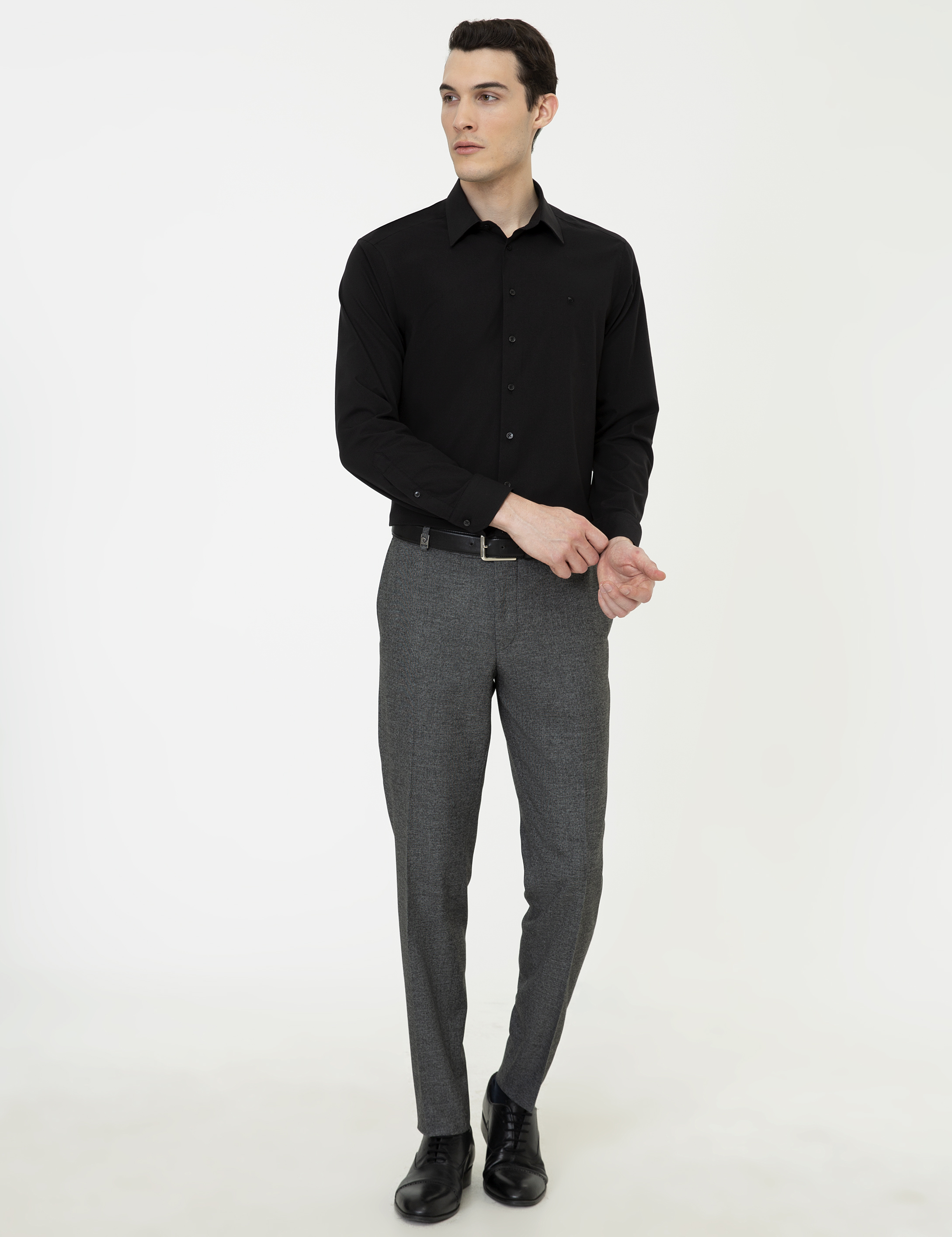 Pierre Cardin Siyah Slim Fit Uzun Kollu Klasik Gömlek görsel 4