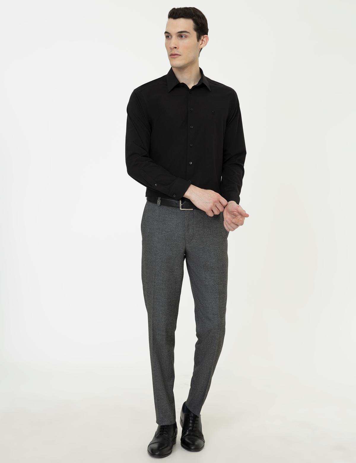 Siyah Slim Fit Uzun Kollu Klasik Gömlek - 50251670001