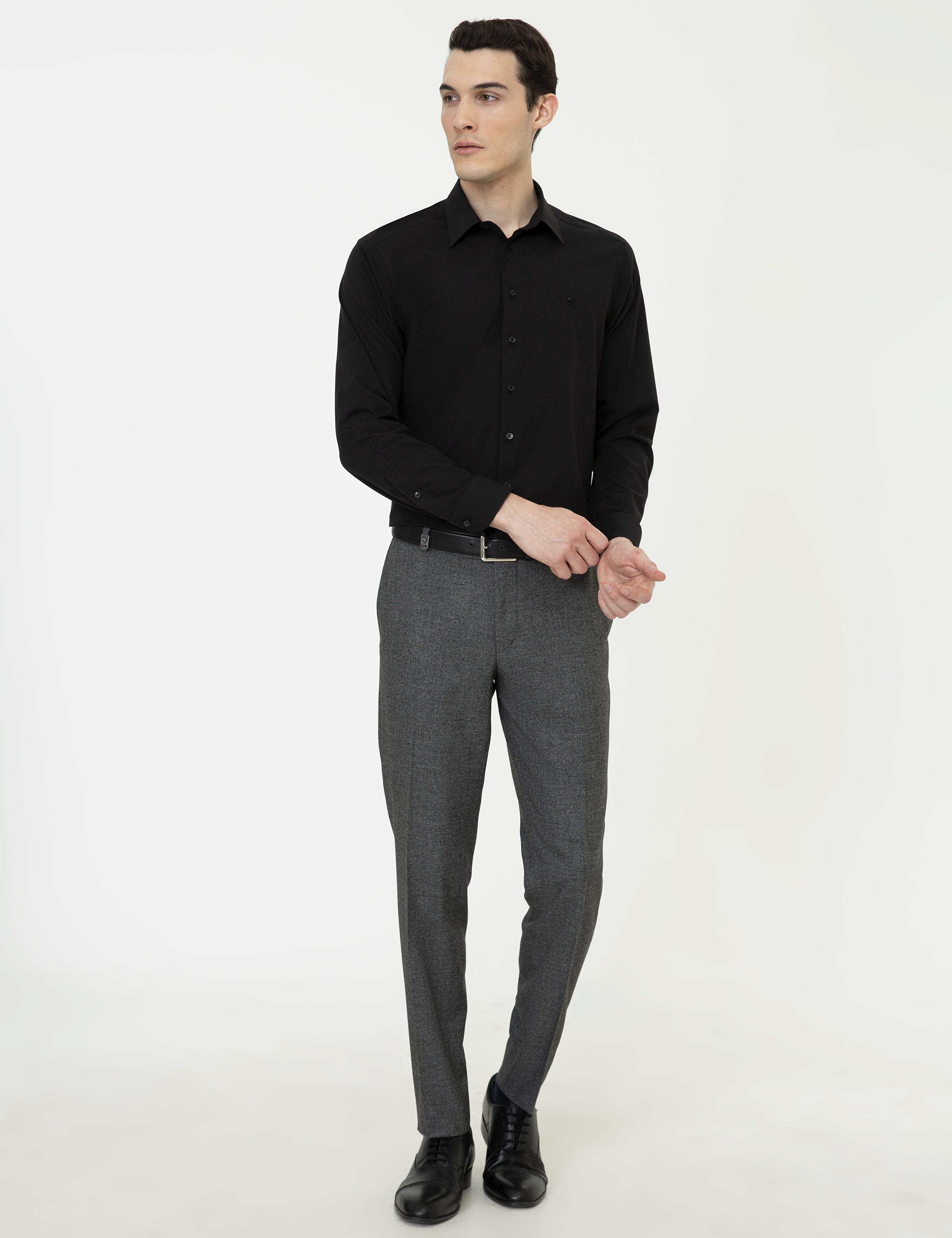 Siyah Slim Fit Uzun Kollu Klasik Gömlek