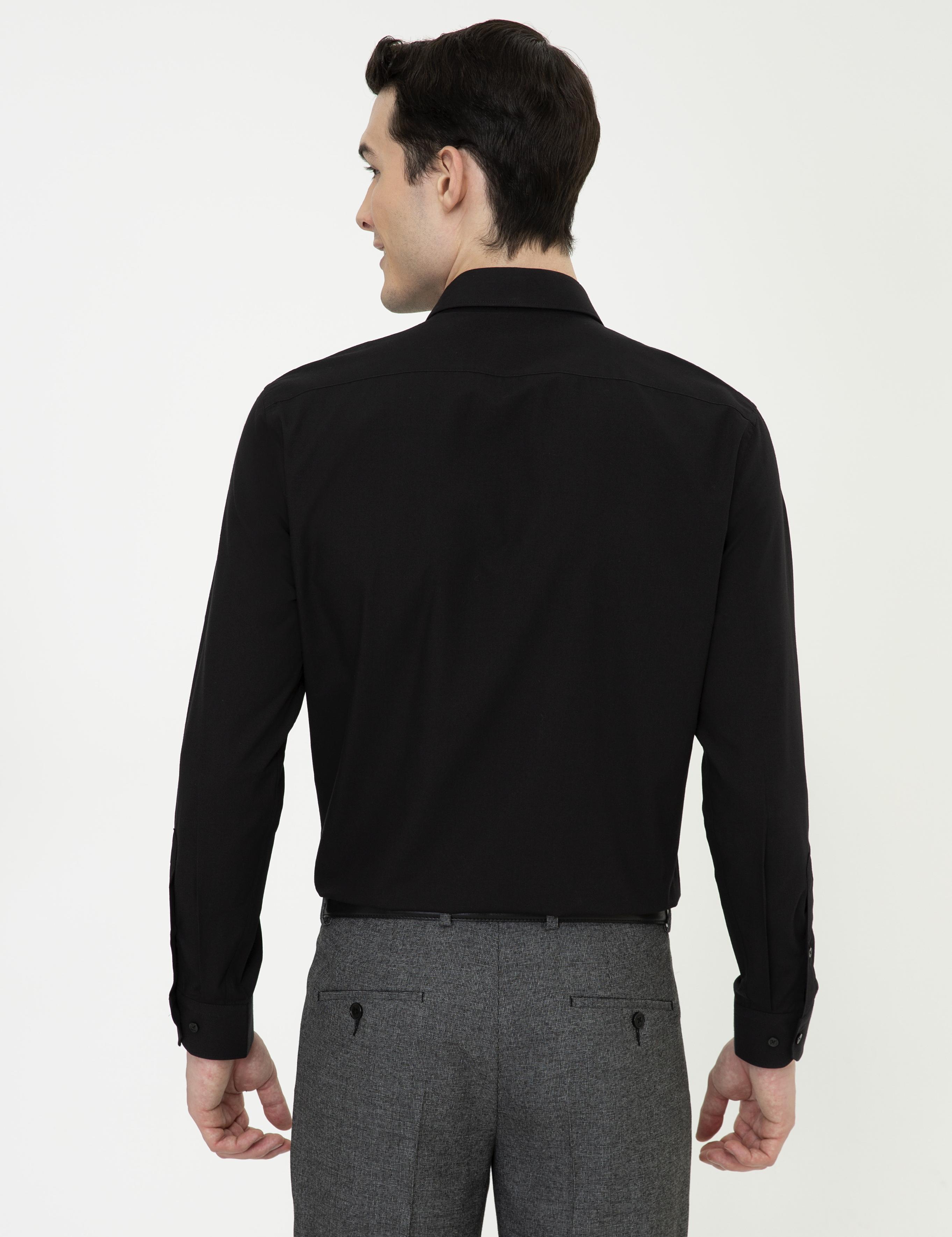 Siyah Slim Fit Uzun Kollu Klasik Gömlek
