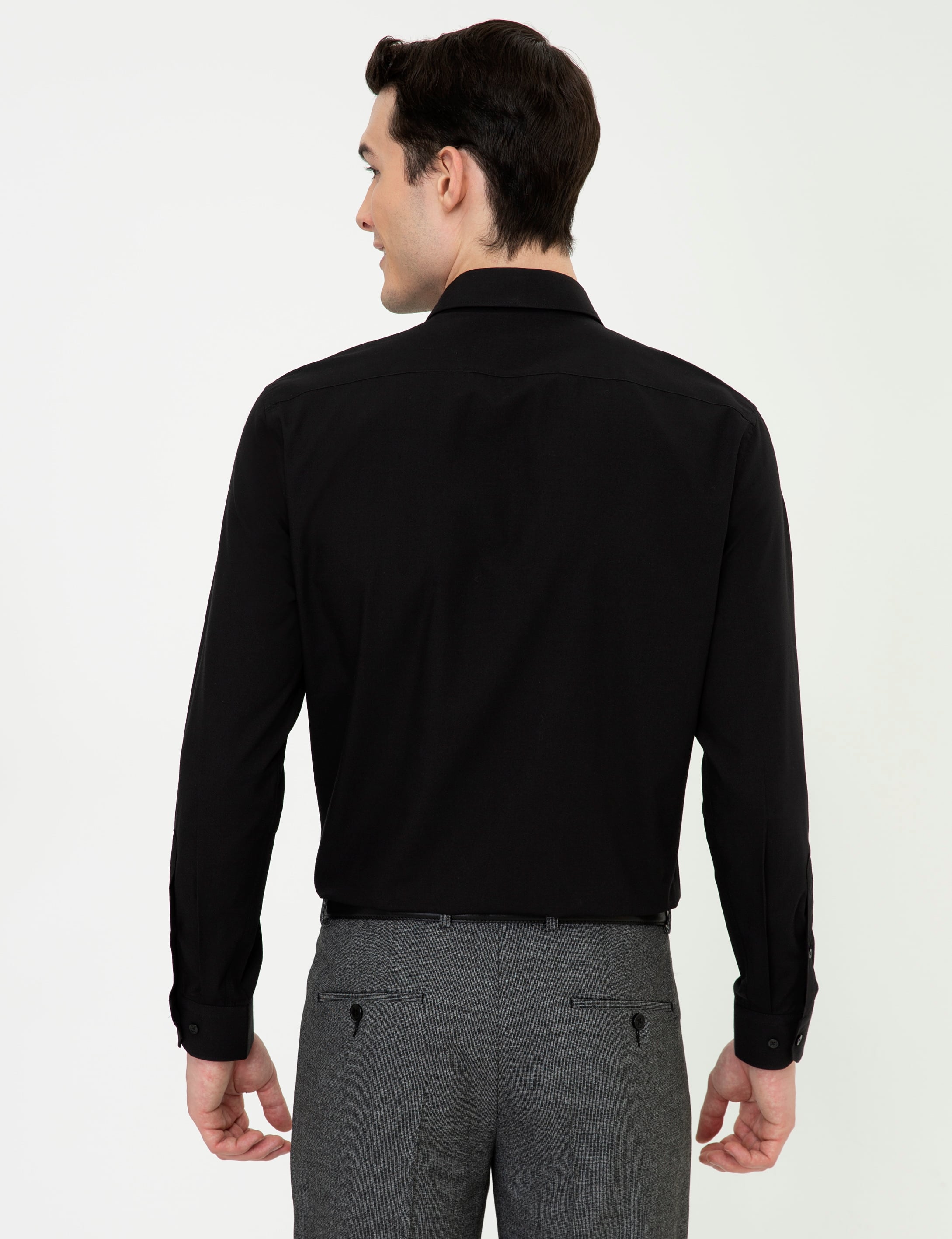 Siyah Slim Fit Uzun Kollu Klasik Gömlek
