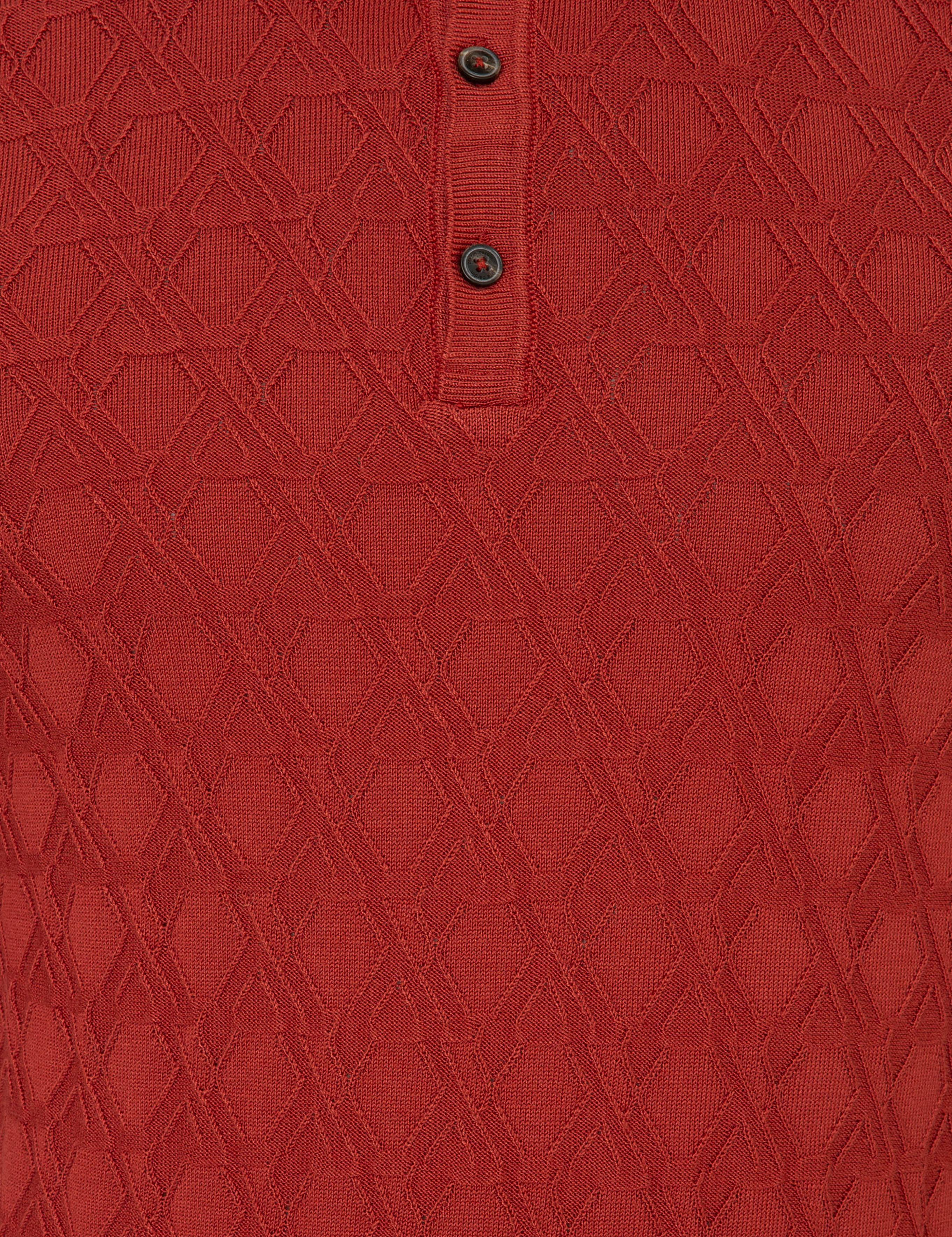 Kiremit Slim Fit Düğmeli Polo Yaka Triko Kazak