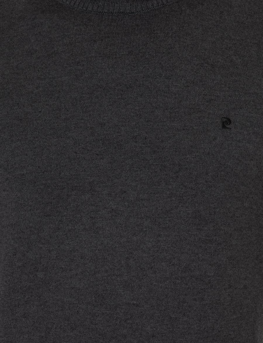 Antrasit Melanj Slim Fit Yarım Balıkçı Yaka Basic Triko Kazak