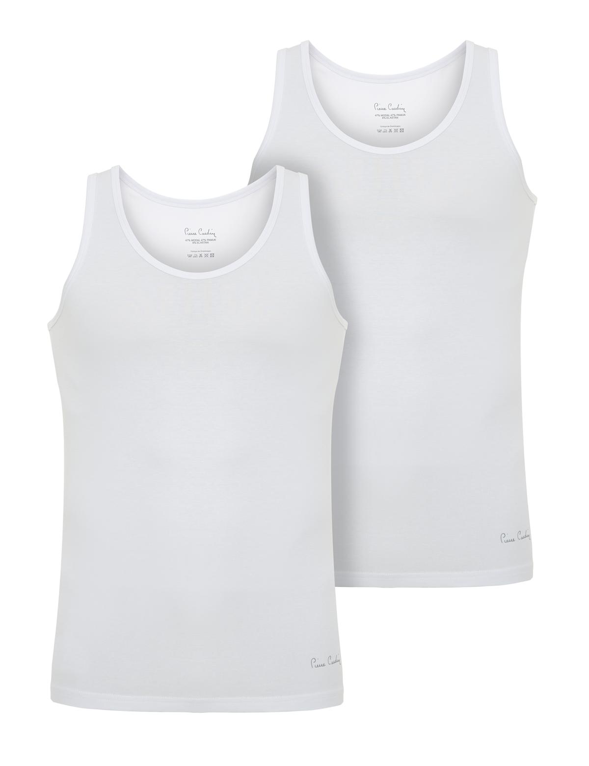 Beyaz Pamuk Modal Karışımlı 2'li Atlet