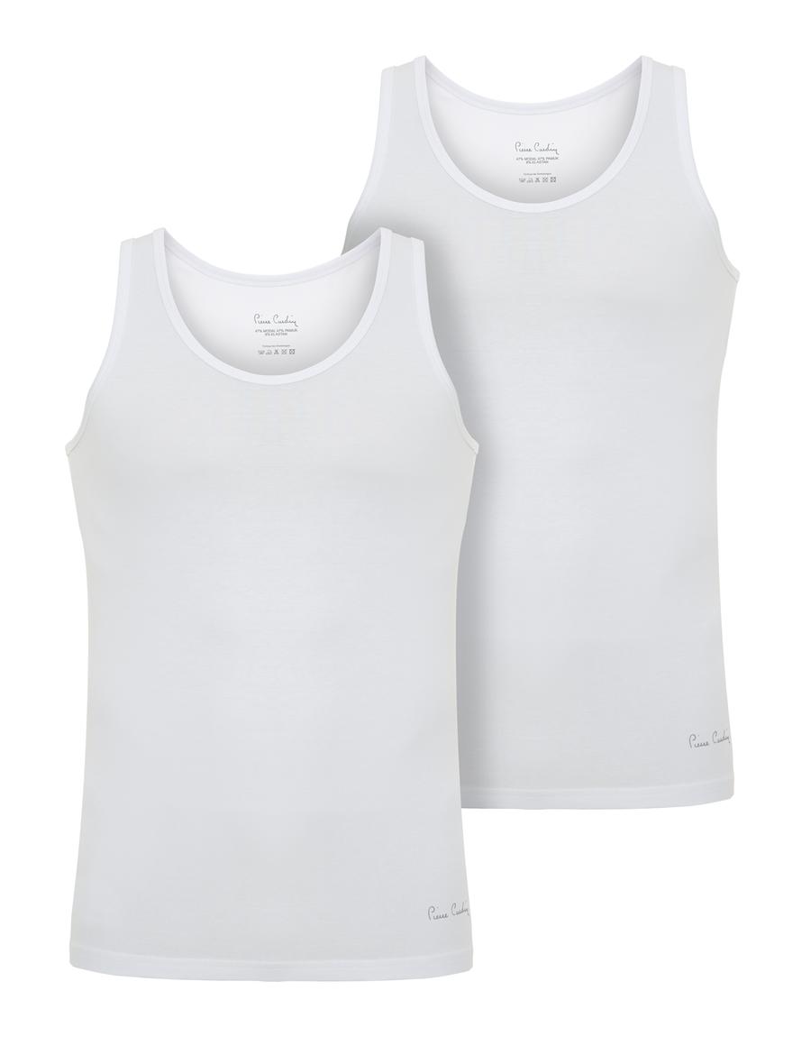 Beyaz Pamuk Modal Karışımlı 2'li Atlet