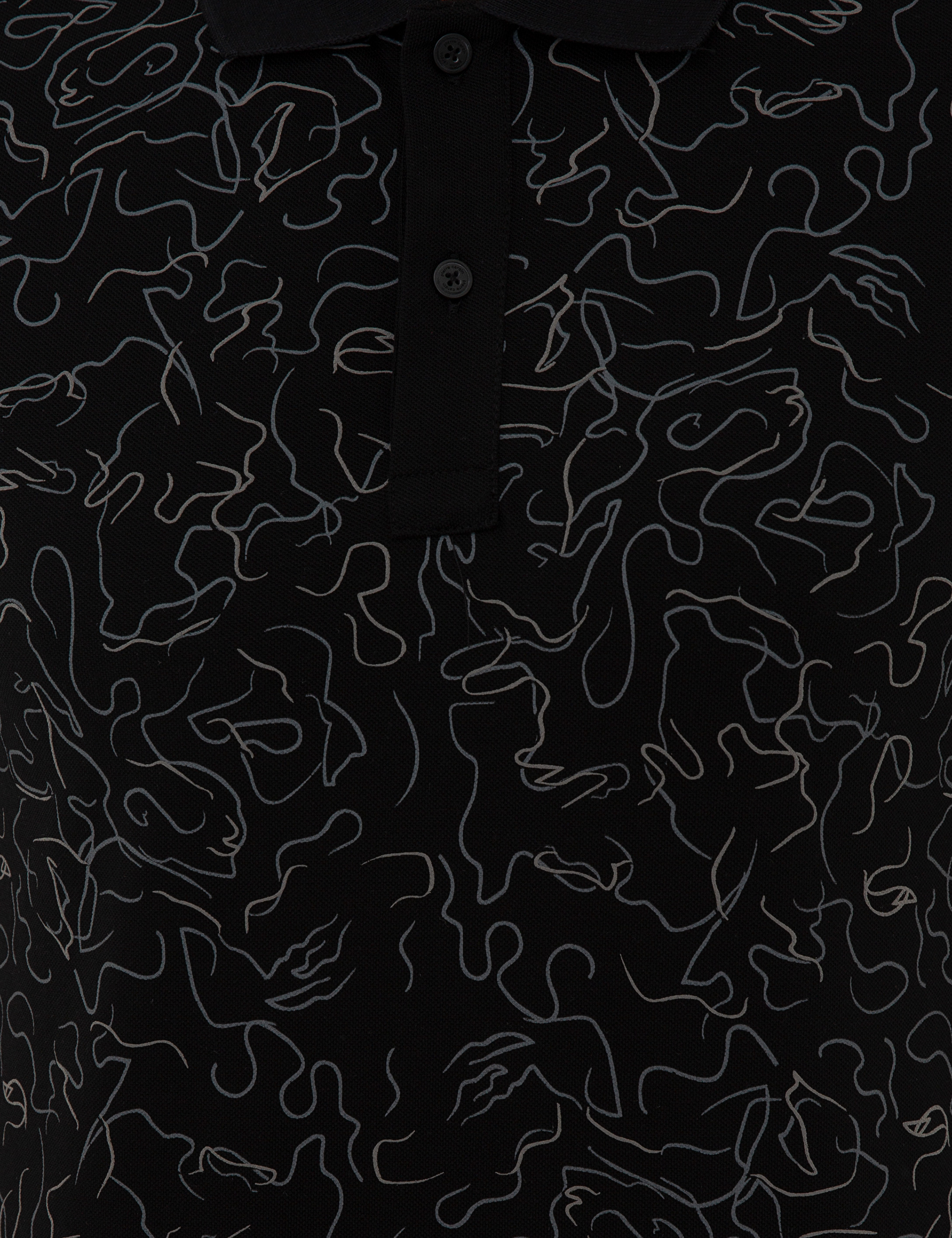 Siyah Slim Fit Baskılı Polo Yaka Tişört - Image 5