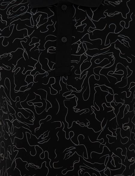 Siyah Slim Fit Baskılı Polo Yaka Tişört - 50238230005
