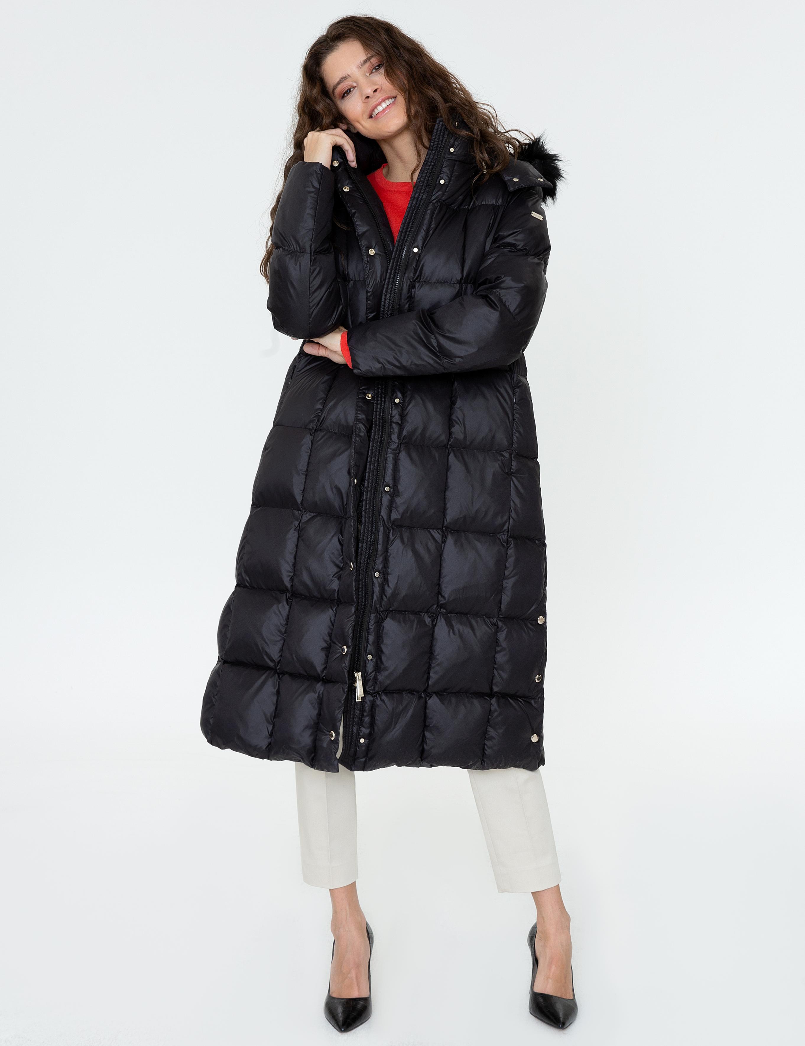 Siyah Standart Fit Kaz Tüyü Mont