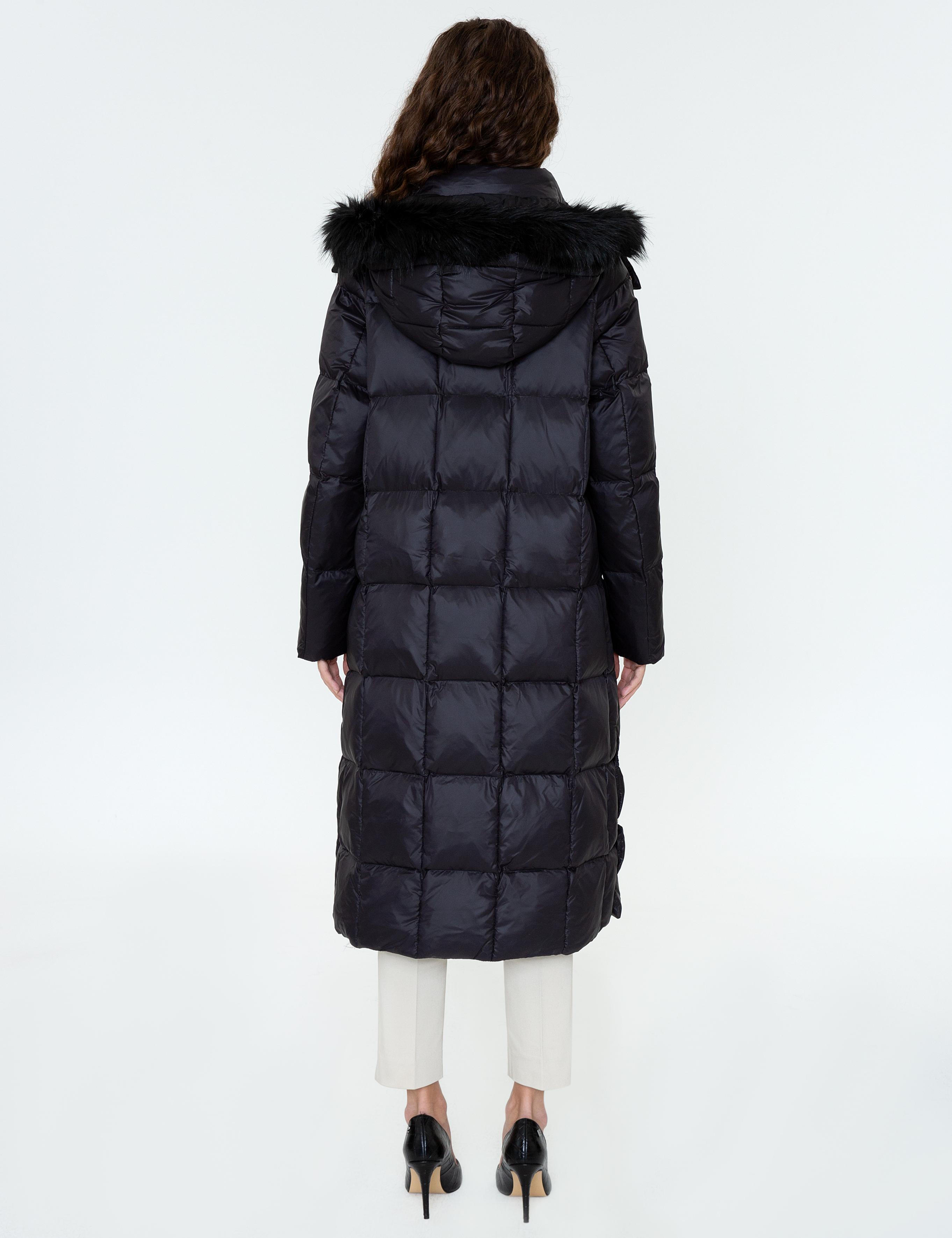 Siyah Standart Fit Kaz Tüyü Mont