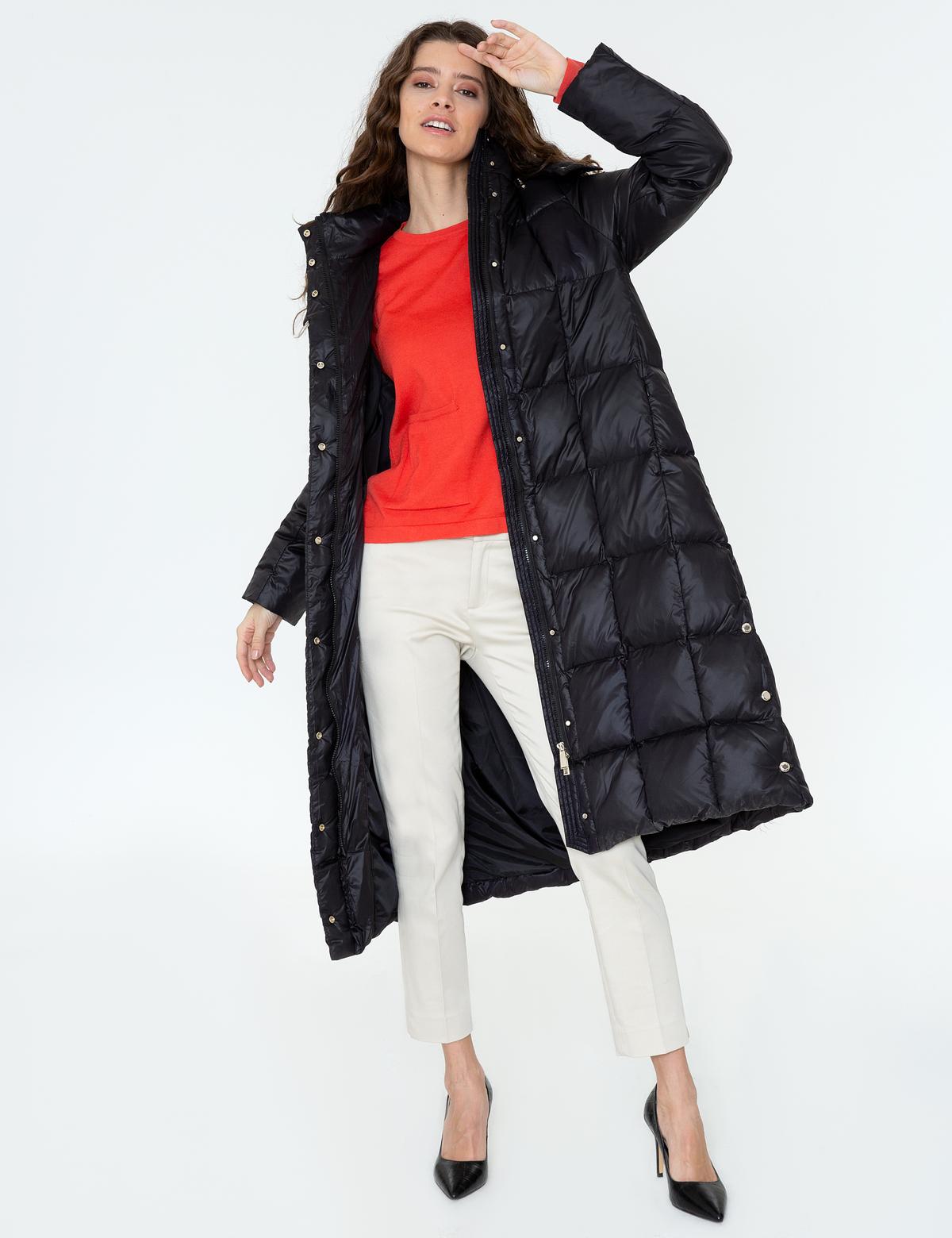 Siyah Standart Fit Kaz Tüyü Mont - 50243984008