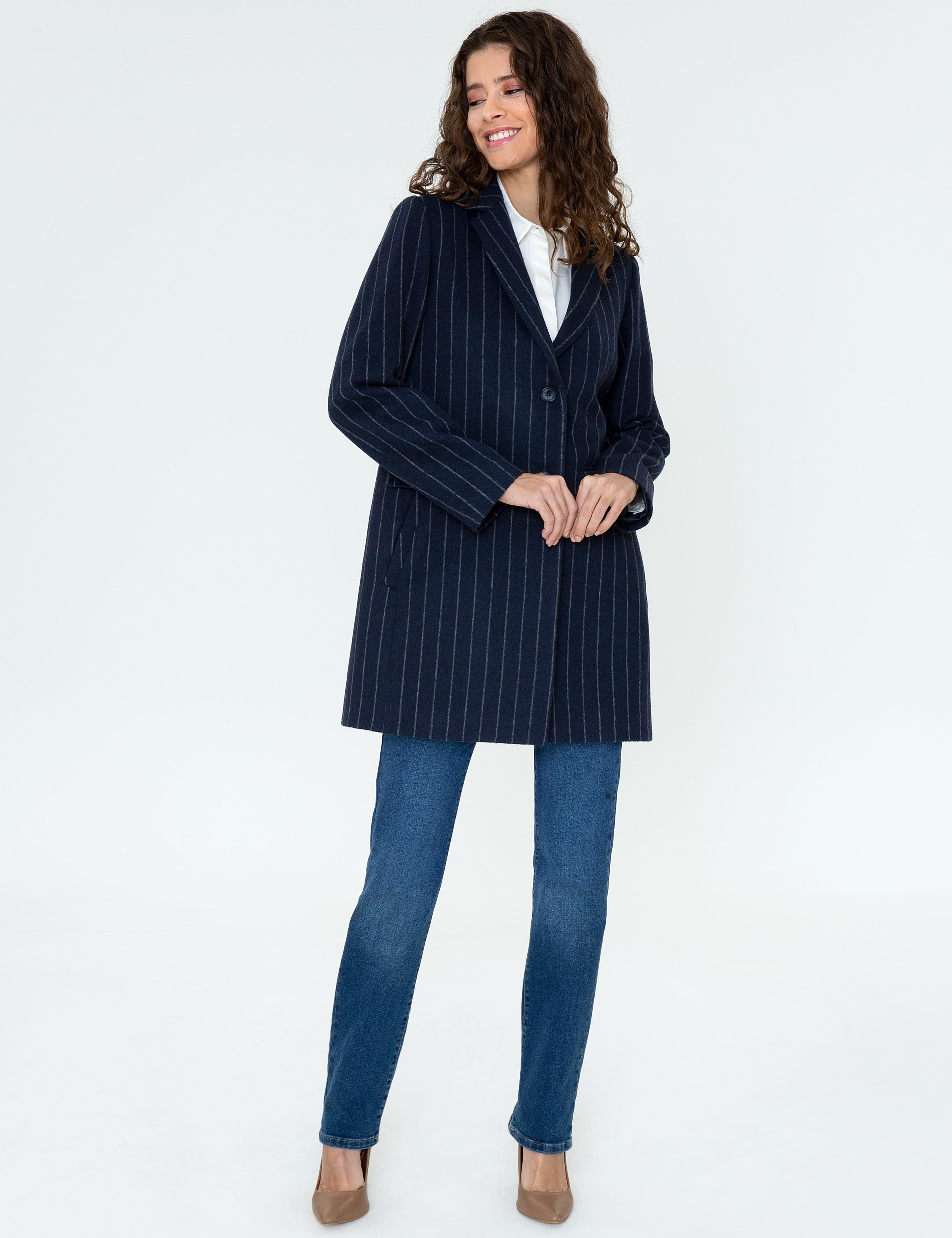 Lacivert Kaşe Kaban