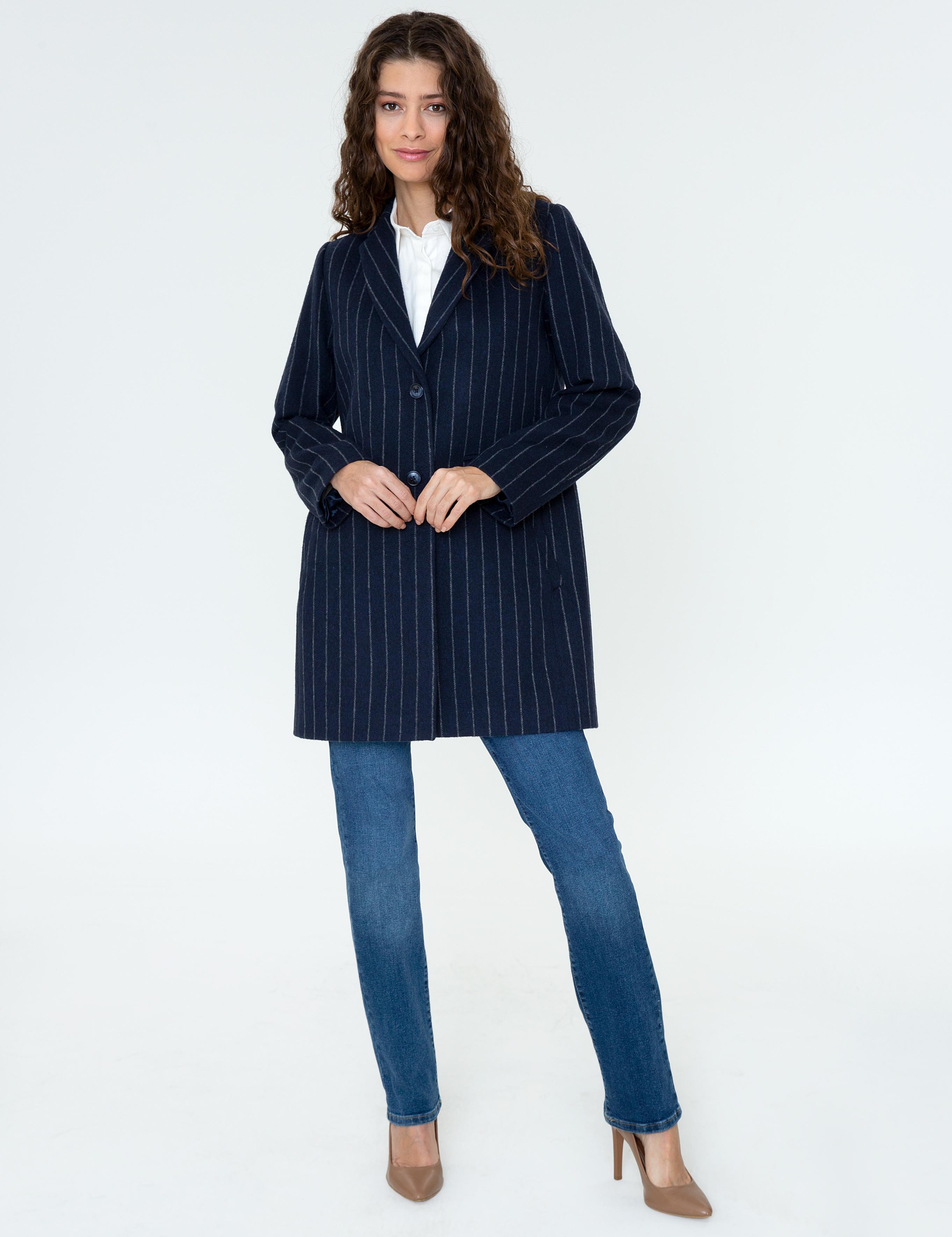 Lacivert Kaşe Kaban