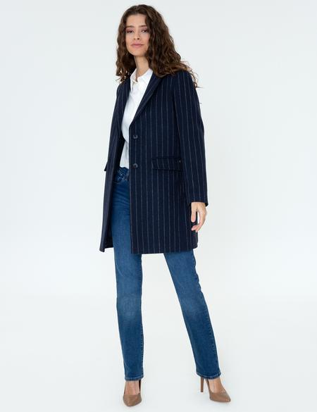 Lacivert Kaşe Kaban - 50244933003