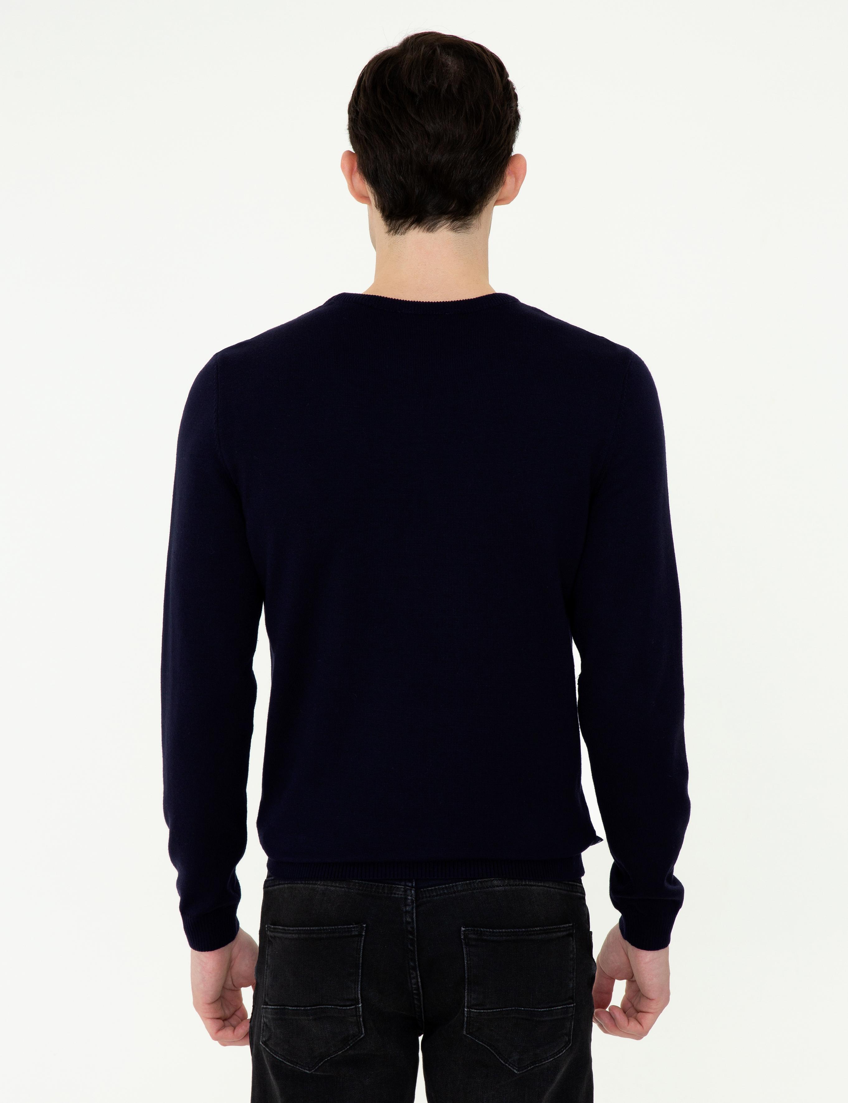 Lacivert Slim Fit Triko Kazak