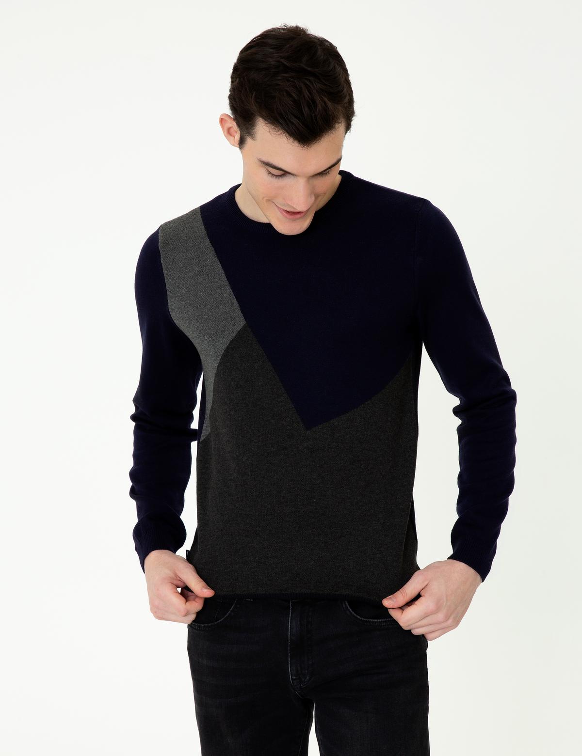 Lacivert Slim Fit Triko Kazak - 50248621006