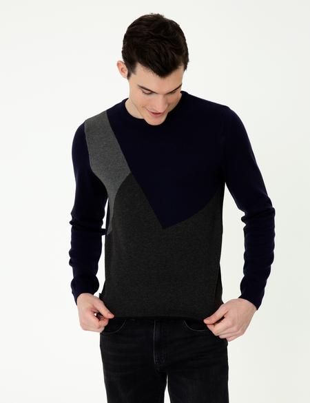 Lacivert Slim Fit Triko Kazak - 50248621006