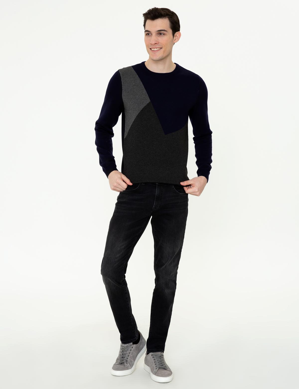 Lacivert Slim Fit Triko Kazak - 50248621006