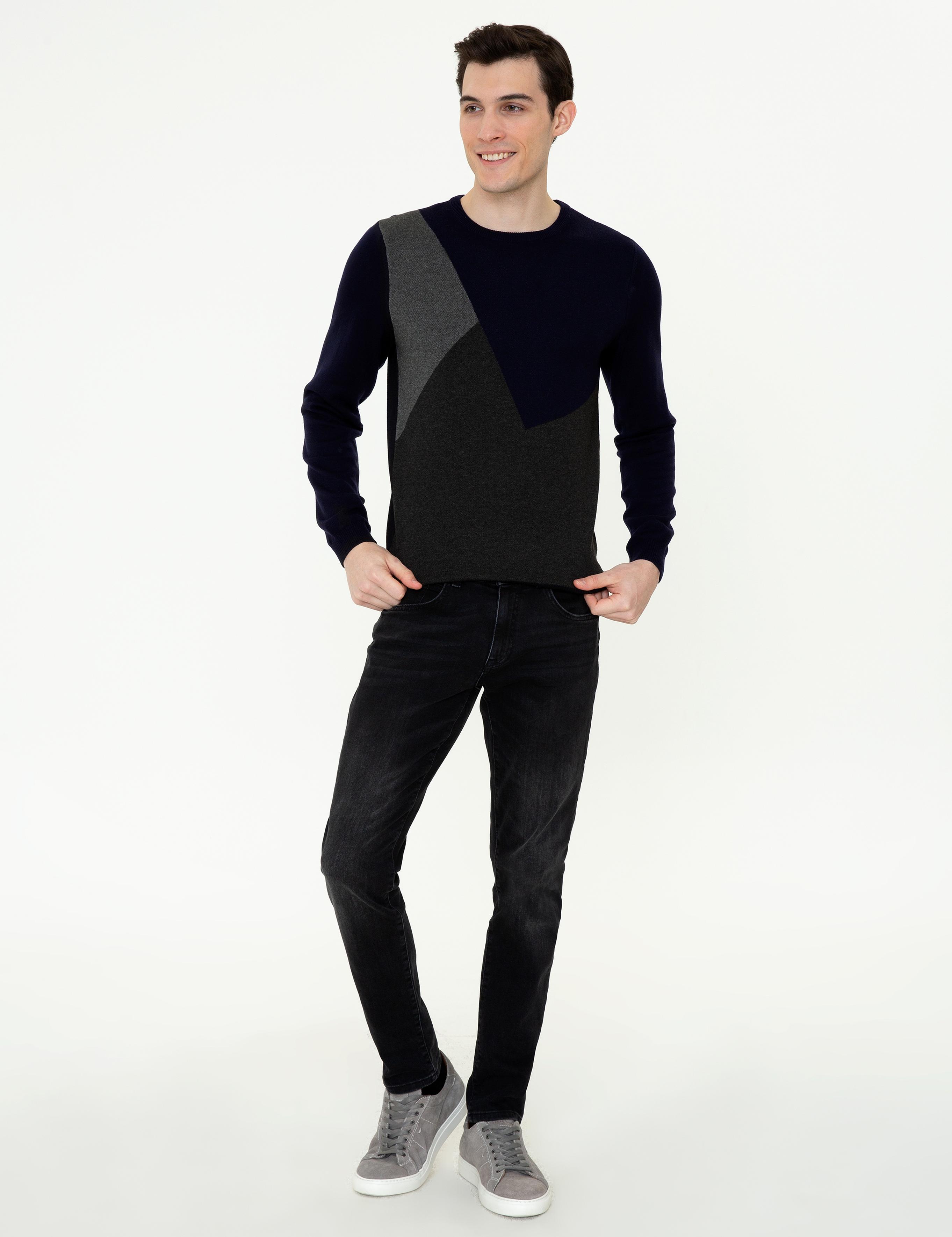 Lacivert Slim Fit Triko Kazak