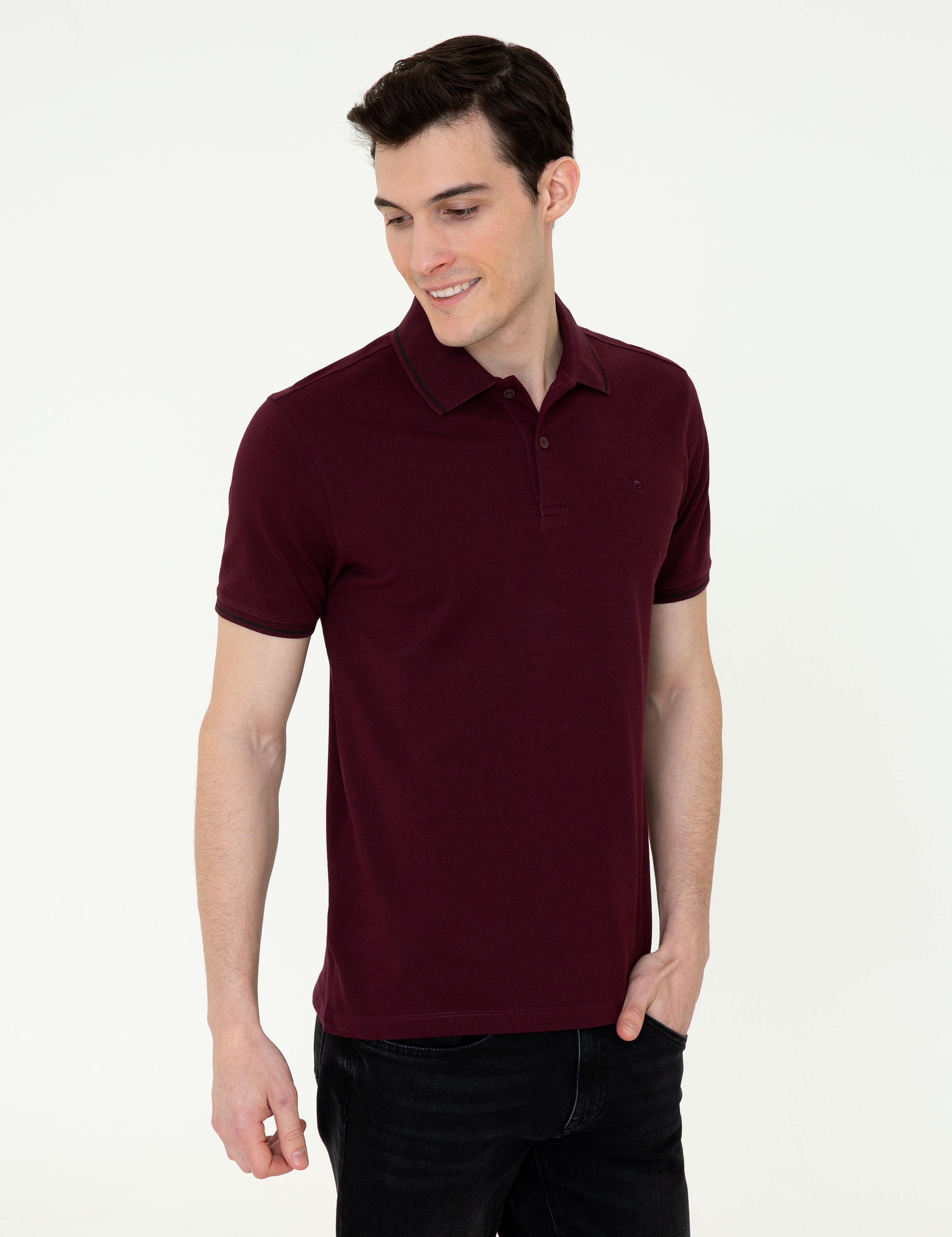 Bordo Slim Fit Polo Yaka Basic Tişört