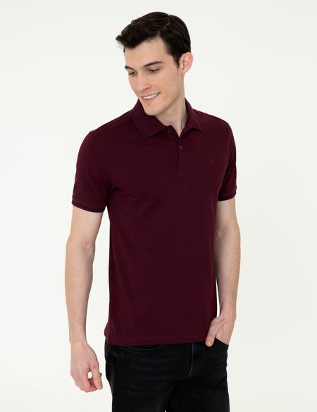 Bordo Slim Fit Polo Yaka Basic Tişört - 50252448028