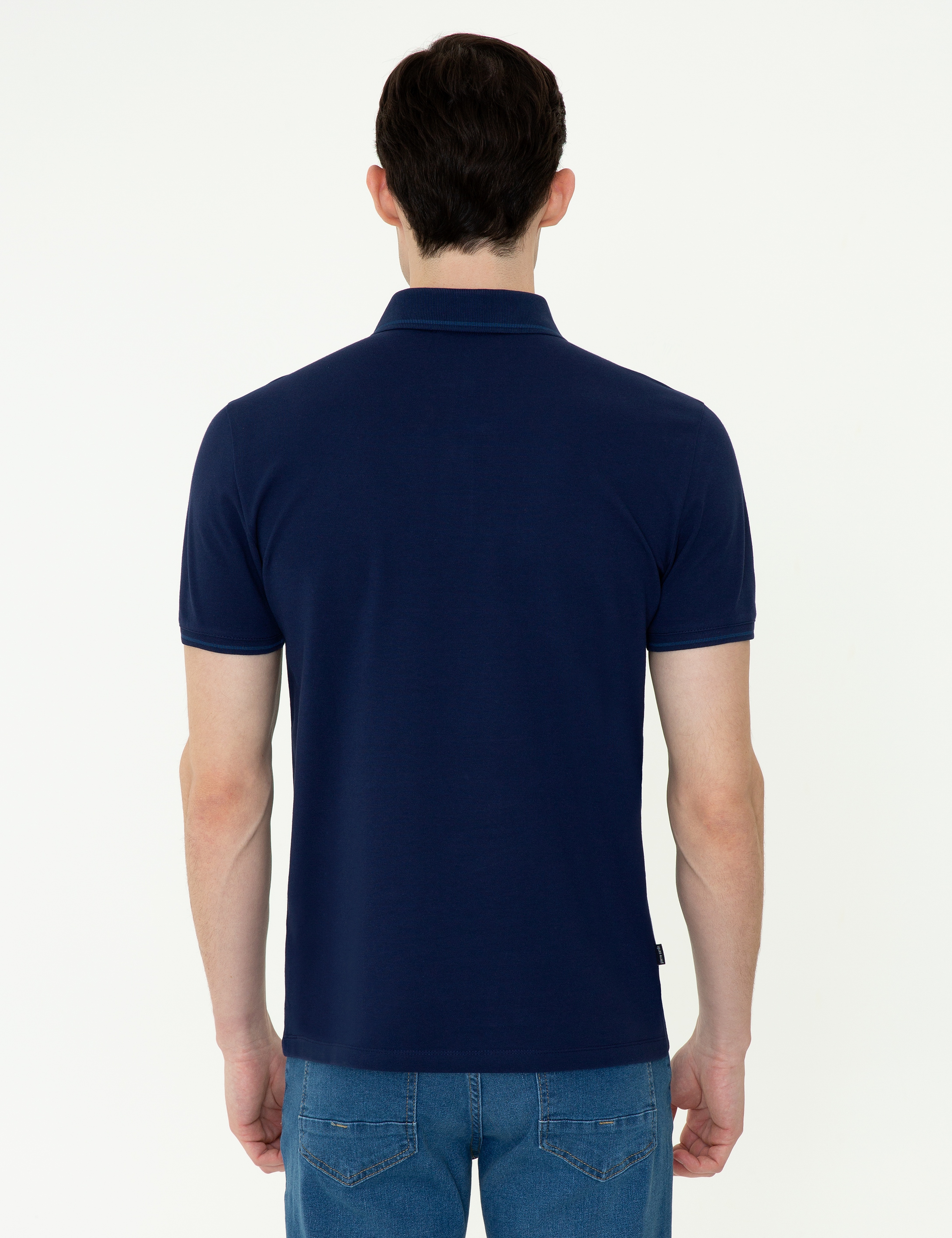 Lacivert Slim Fit Polo Yaka Basic Tişört - Image 3