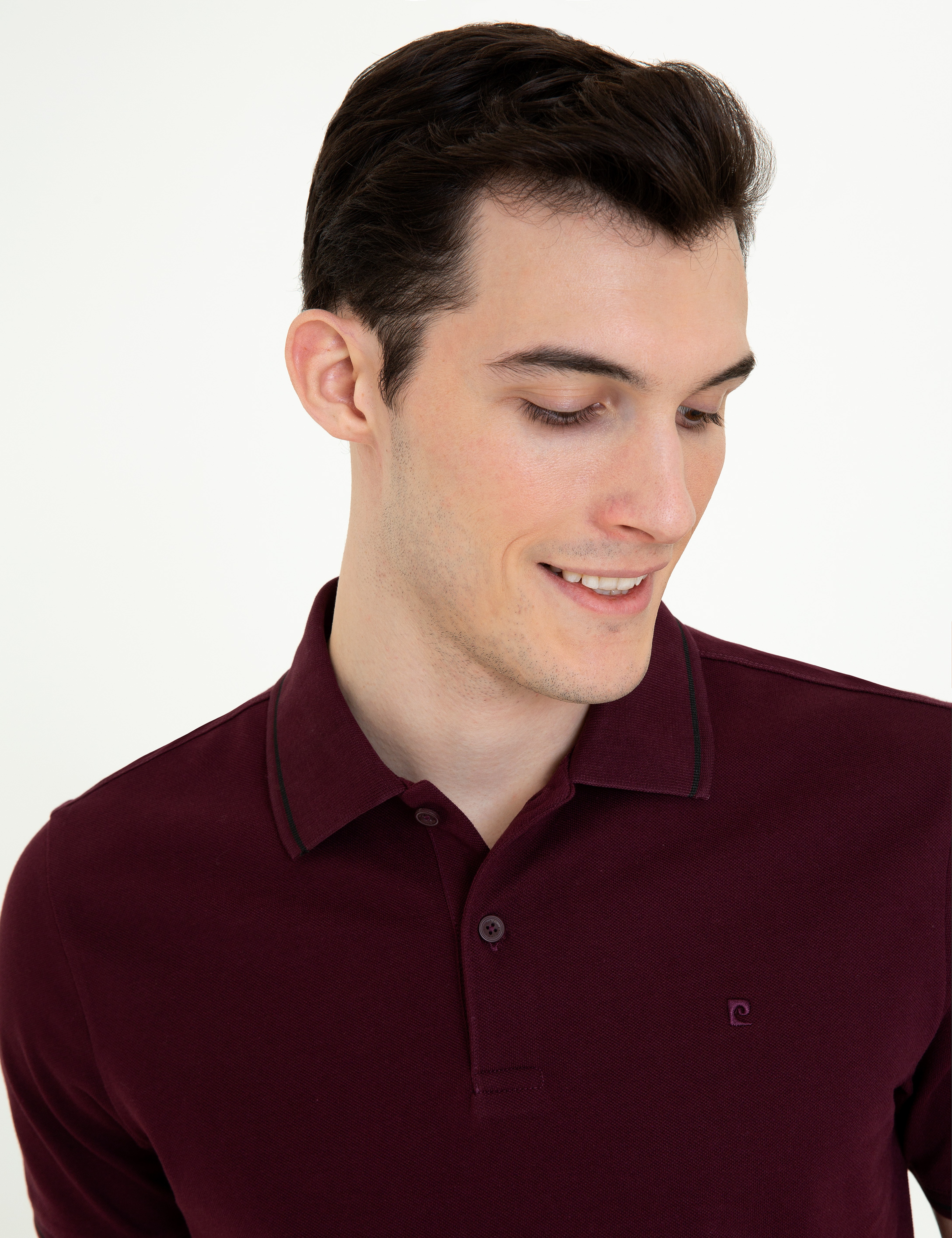 Bordo Slim Fit Polo Yaka Basic Tişört