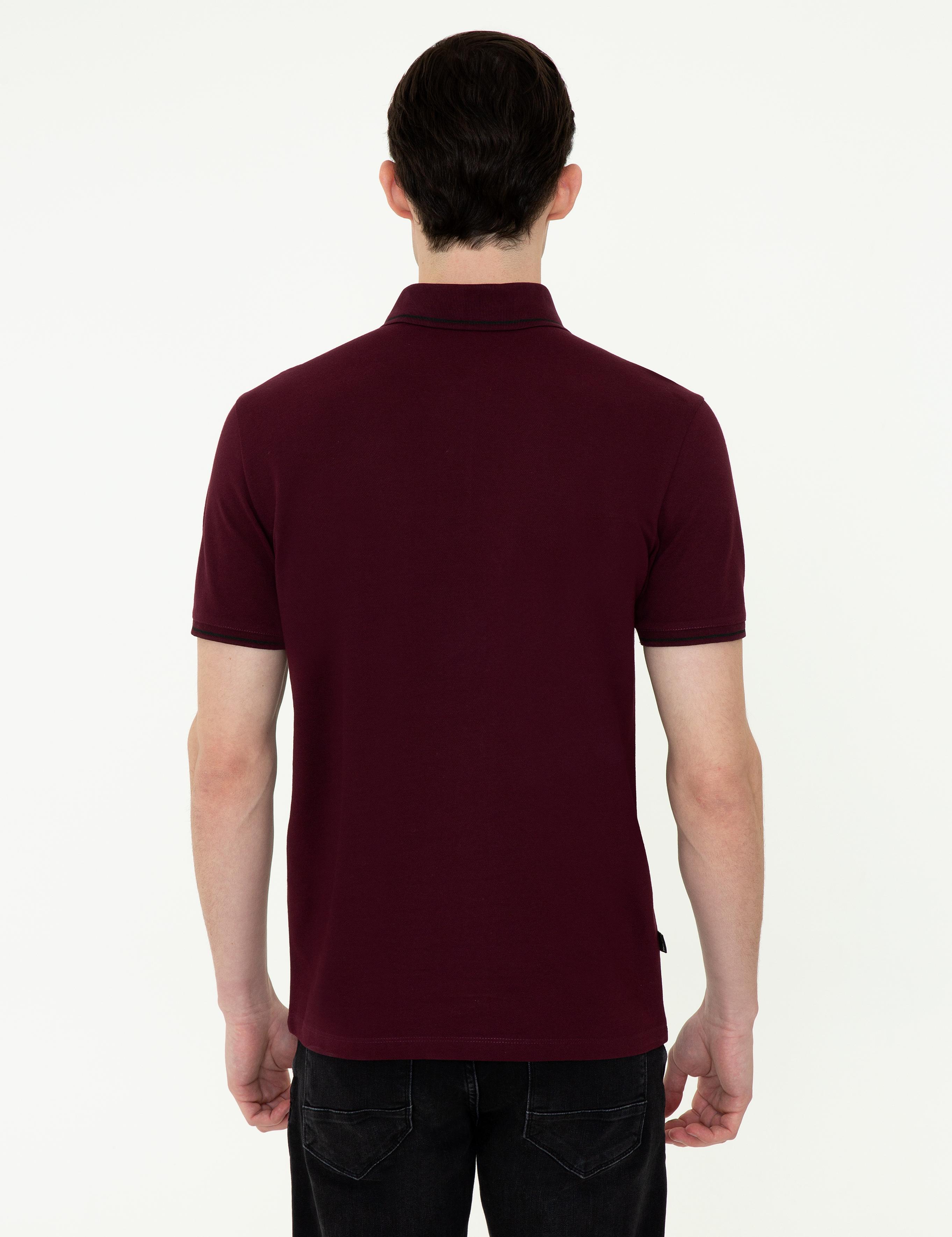 Bordo Slim Fit Polo Yaka Basic Tişört